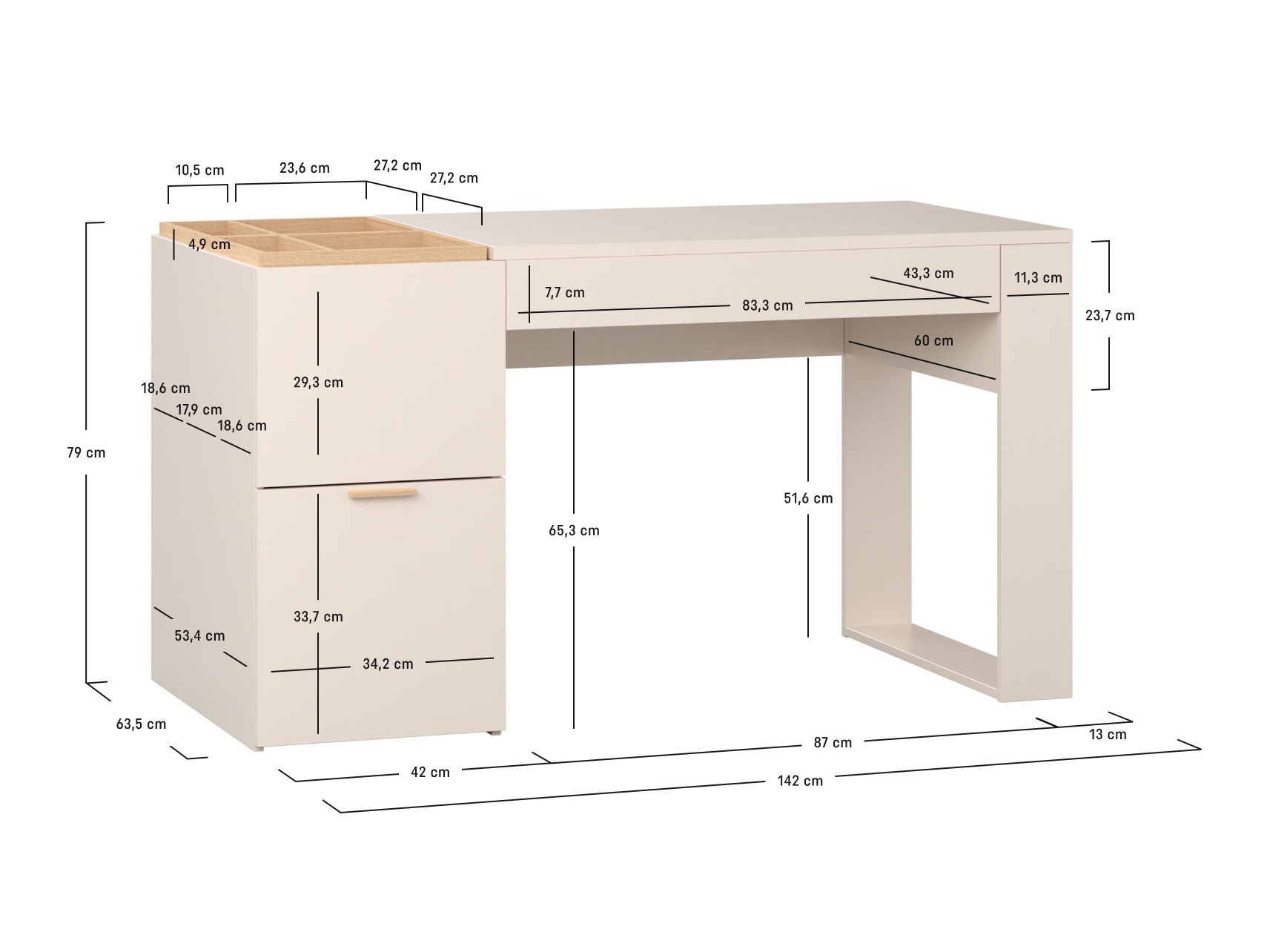 Bürotisch Veldalo 104 (Eichenholzoptik hell)