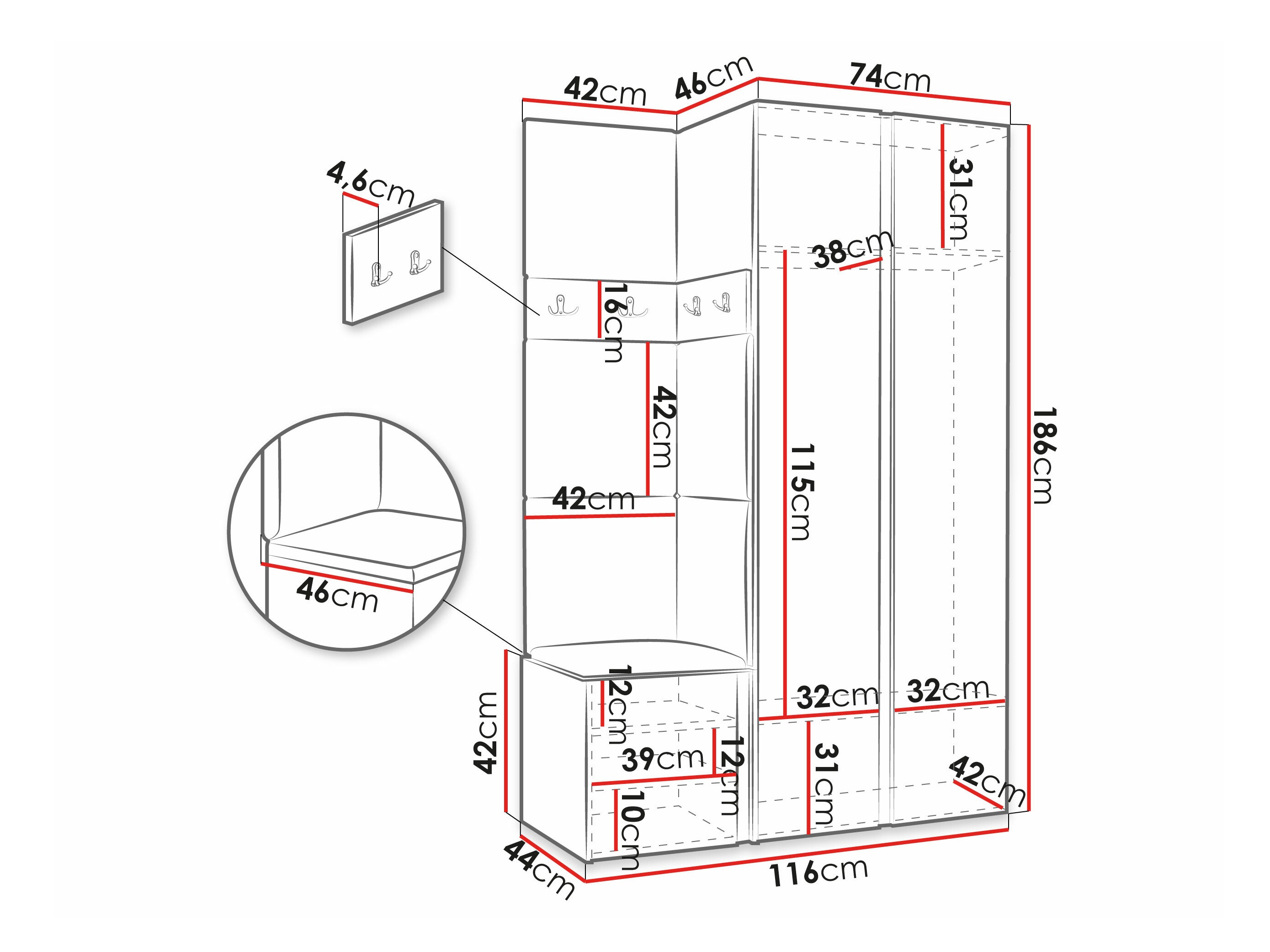 Flurgarnitur Hartford 350 (Weiss)