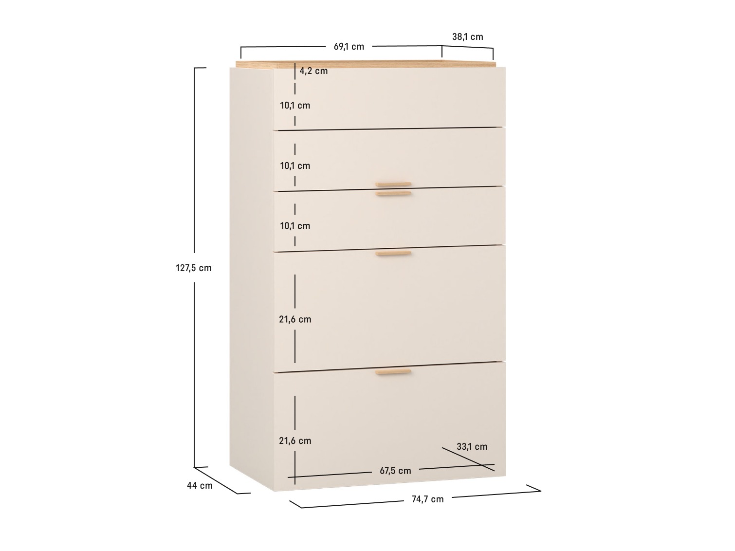 Kommoden Veldalo 106 (Eichenholzoptik hell)