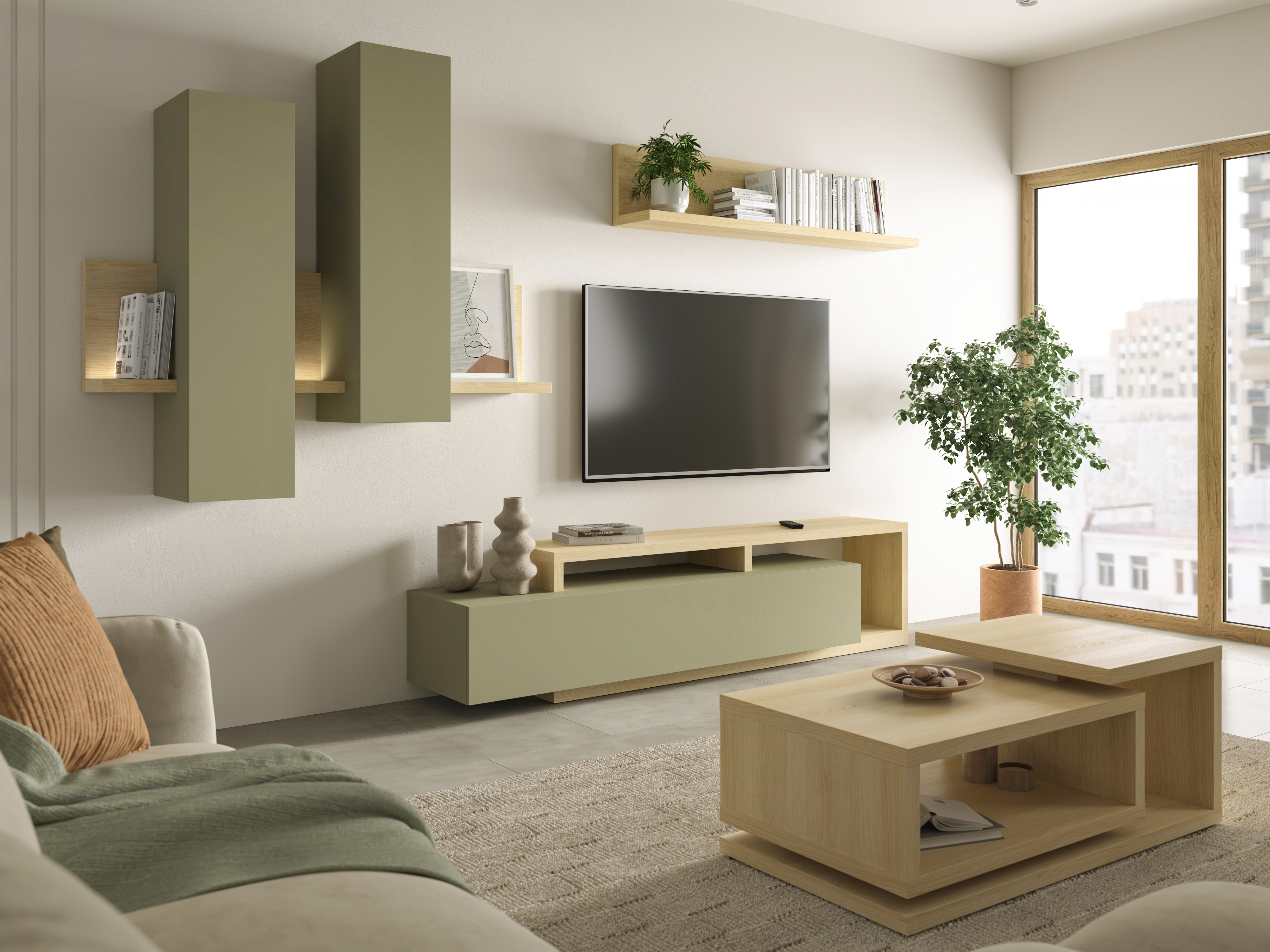 TV-Möbel Lutiva 103 (Eukalyptus + Eiche)