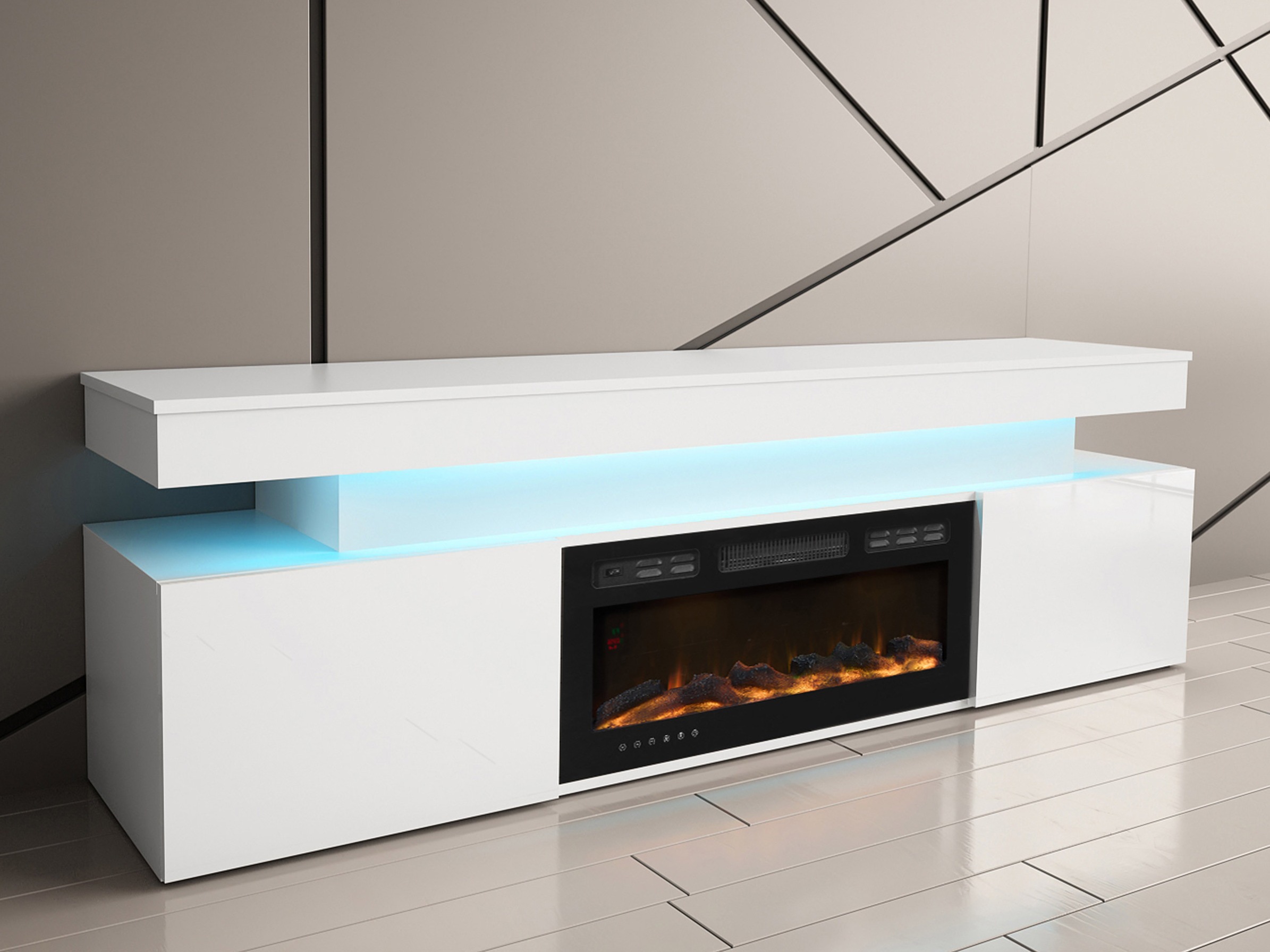 TV-Möbel Monfero I (Weiss + Weiss glänzend)