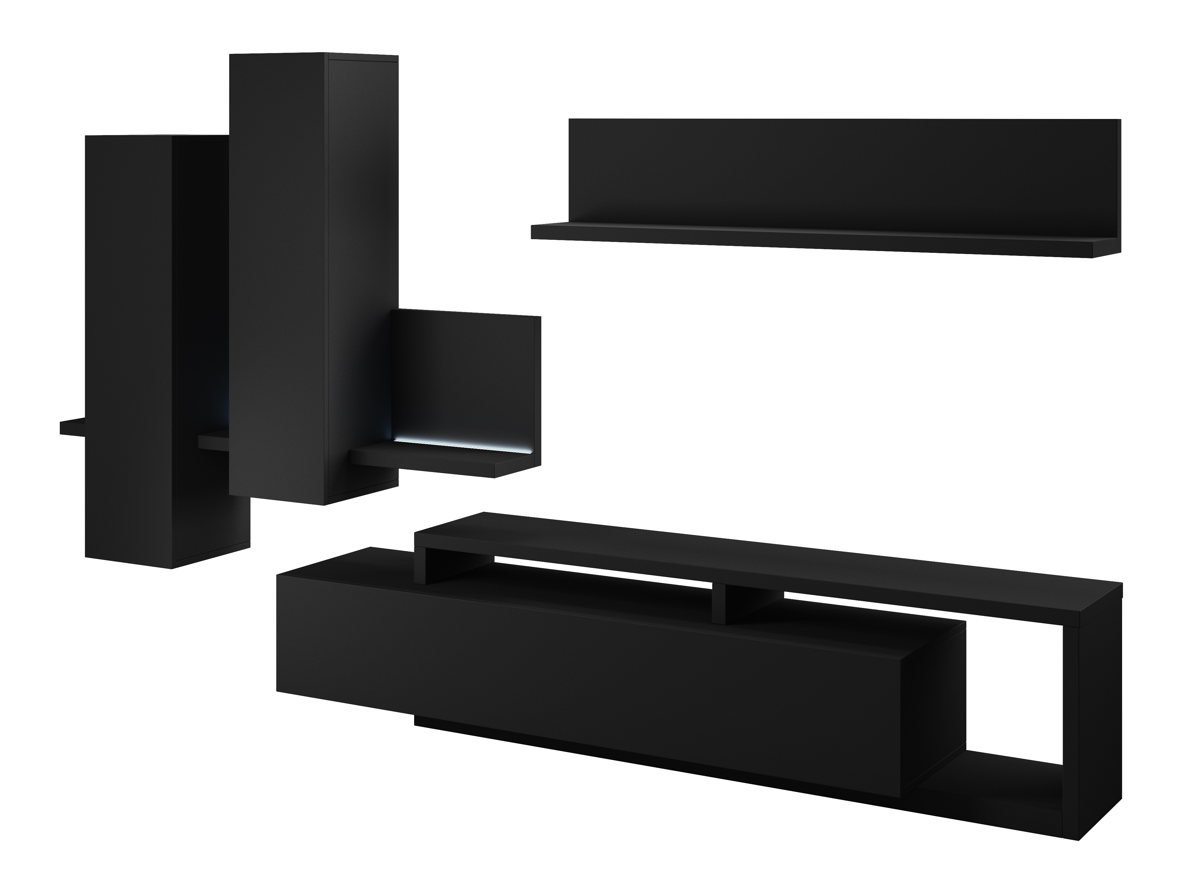 Wohnzimmer-Set Lutiva 100 (Mattschwarz)