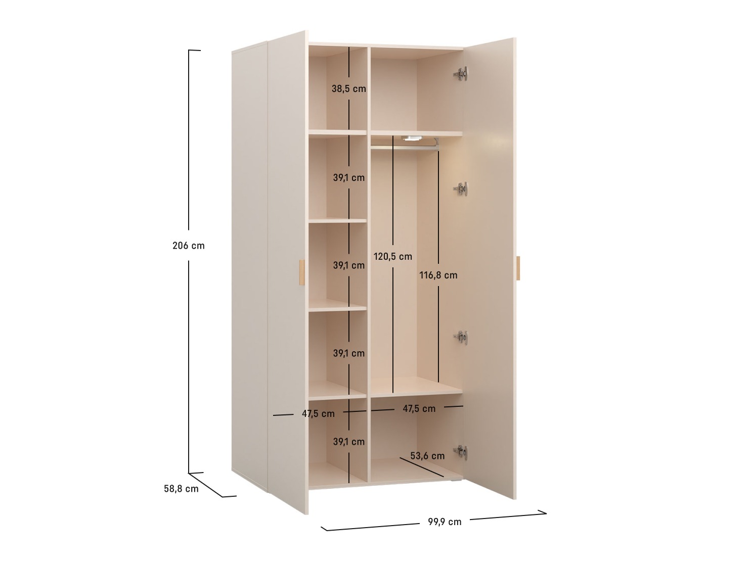 Kleiderschrank Veldalo 109 (Eichenholzoptik hell)
