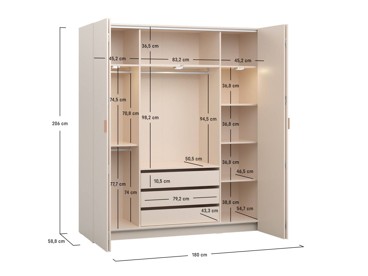 Kleiderschrank Veldalo 111 (Eichenholzoptik hell)