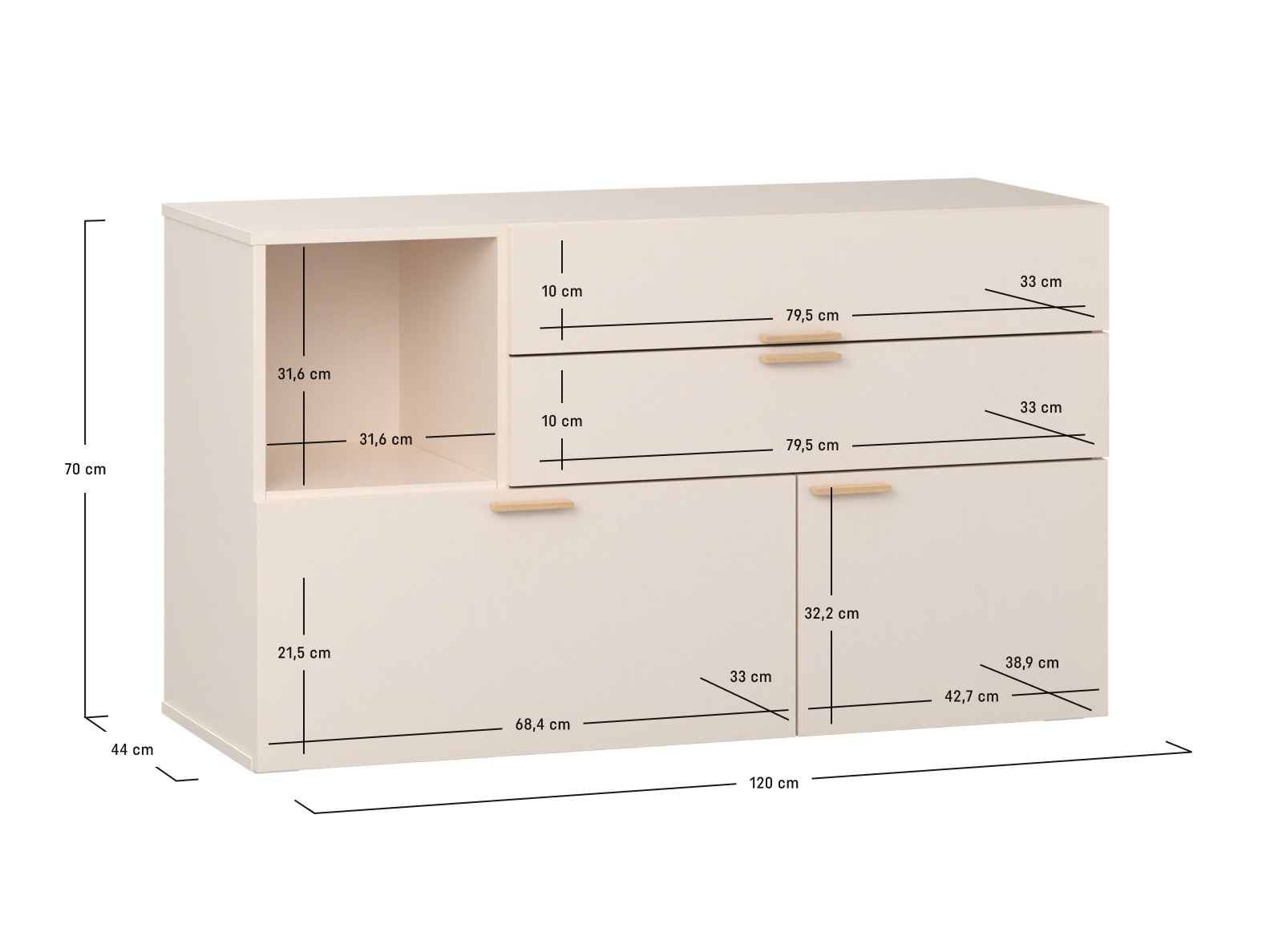 Kommoden Veldalo 121 (Eichenholzoptik hell)