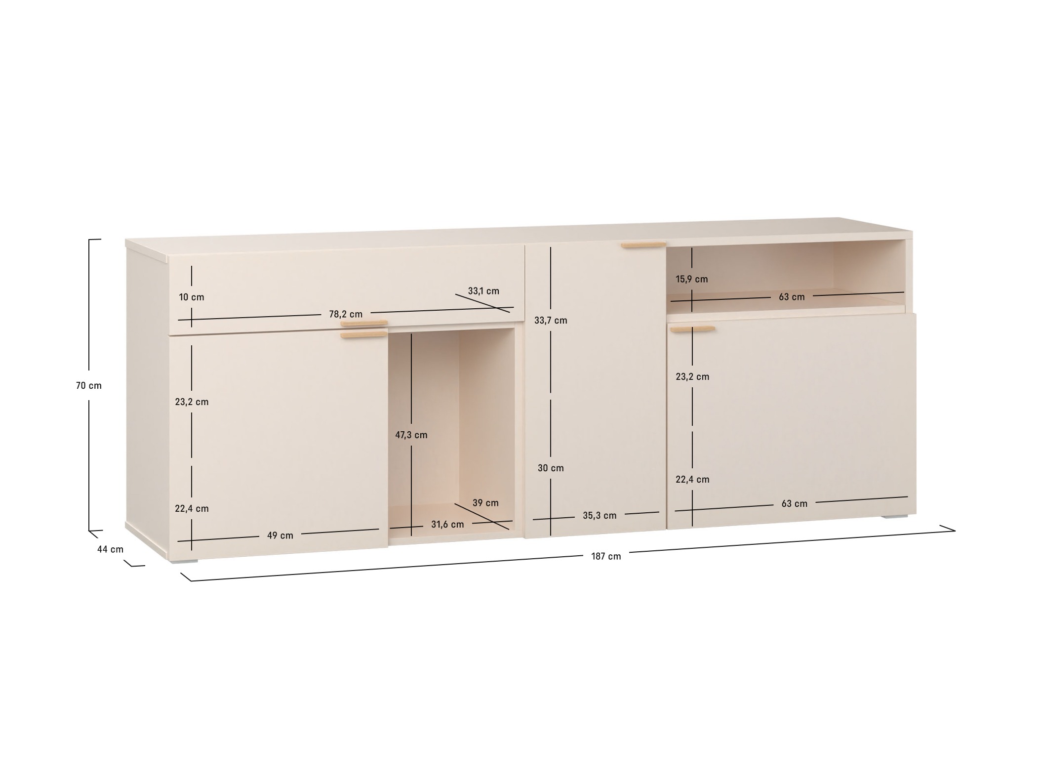 Kommoden Veldalo 122 (Eichenholzoptik hell)