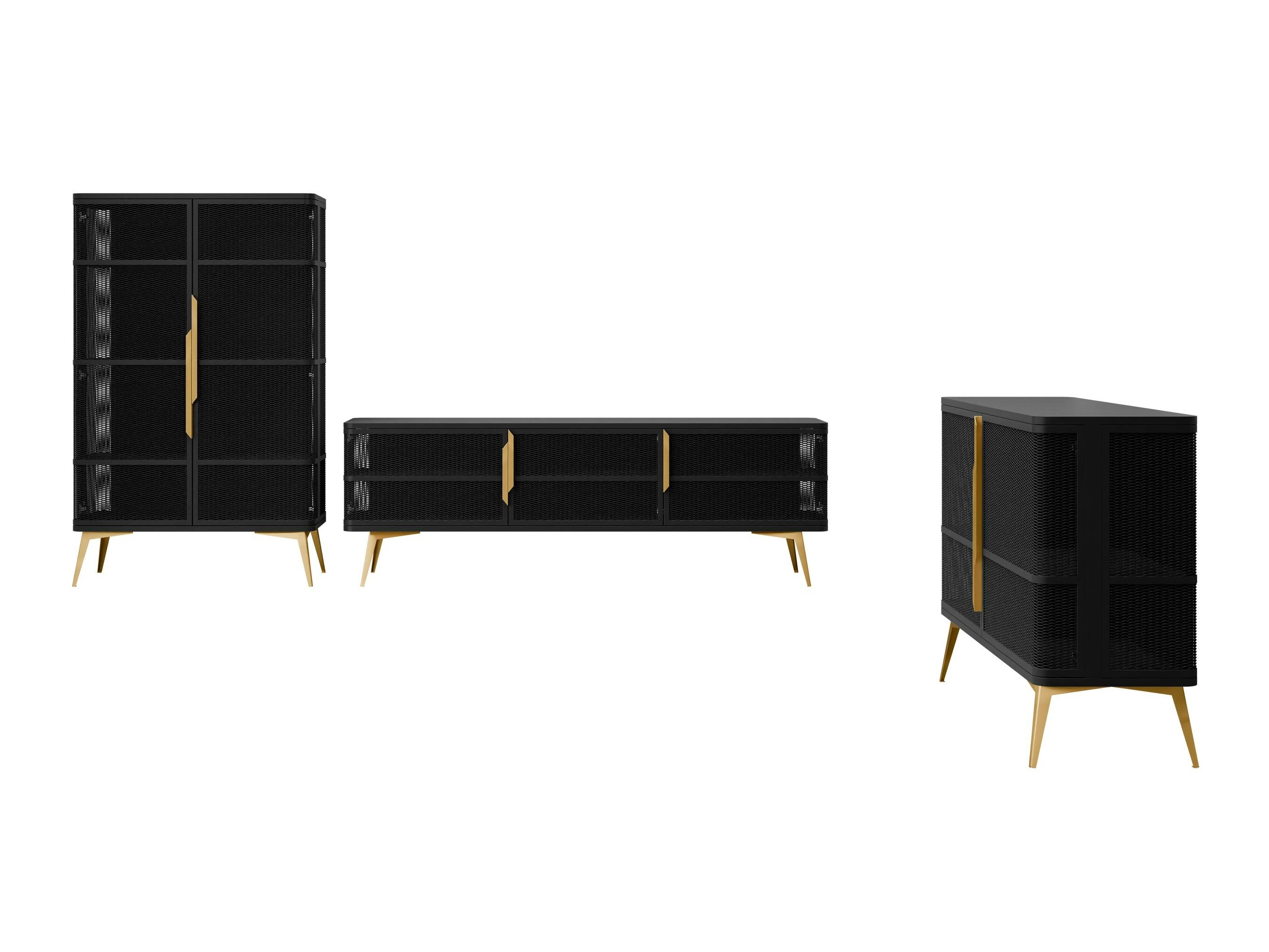 Wohnzimmer-Set Camfelo 104 (Schwarz)