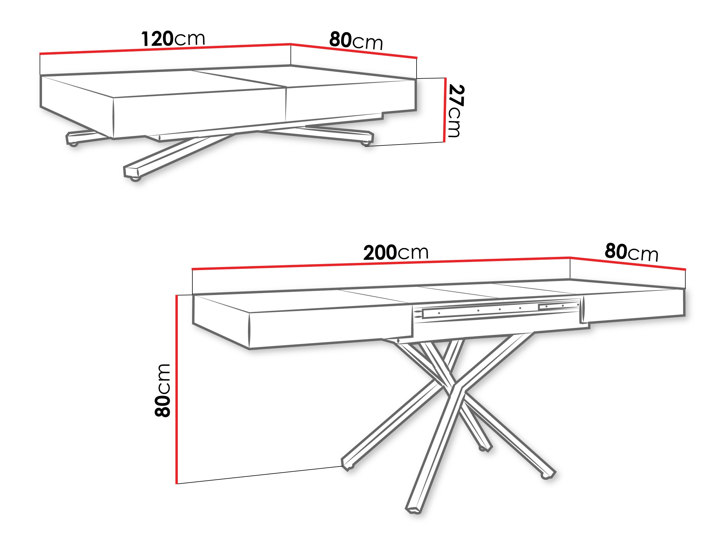 Couchtisch-Transformer Oswego 176 (Schwarzer Marmor)
