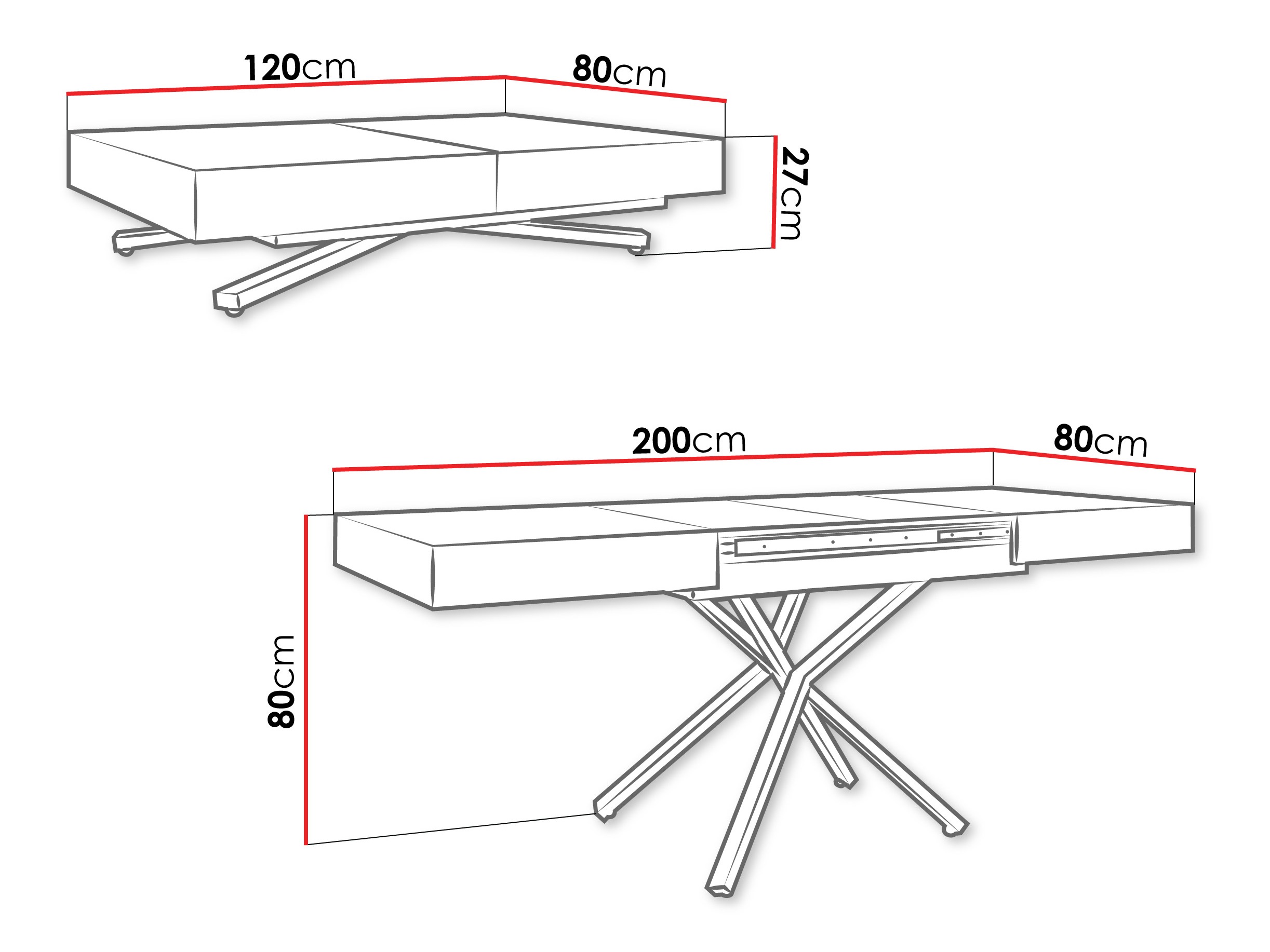 Couchtisch-Transformer Oswego 178 (Schwarzer Marmor)