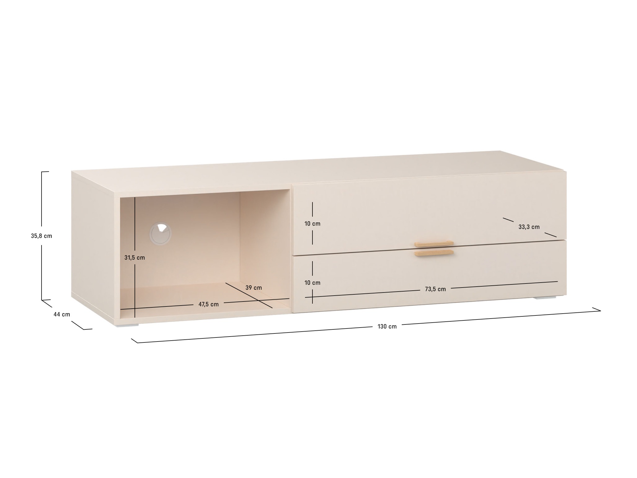 TV-Möbel Veldalo 124 (Eichenholzoptik hell)