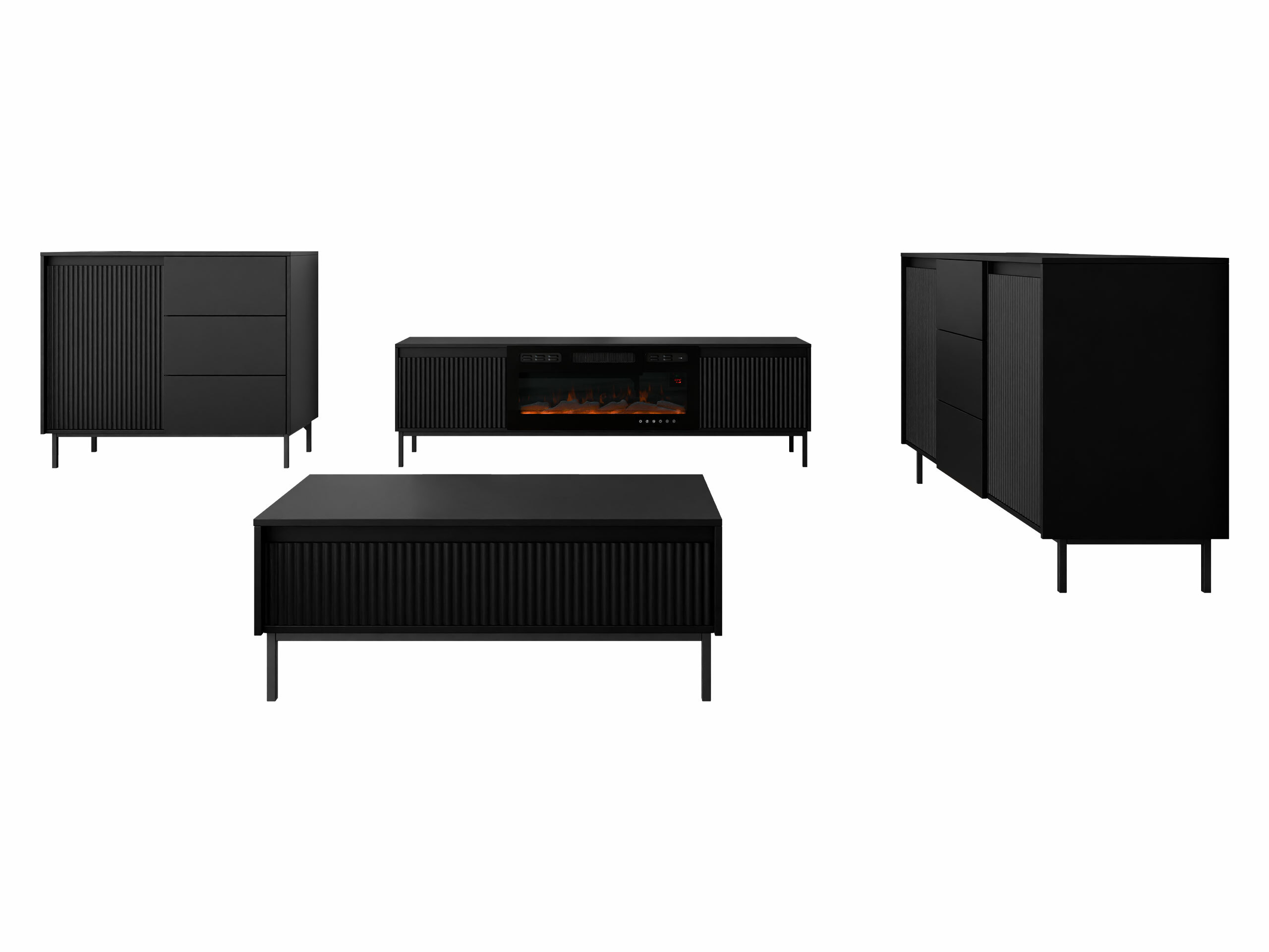 Wohnzimmer-Set Comfivo Delruva III (Schwarz)