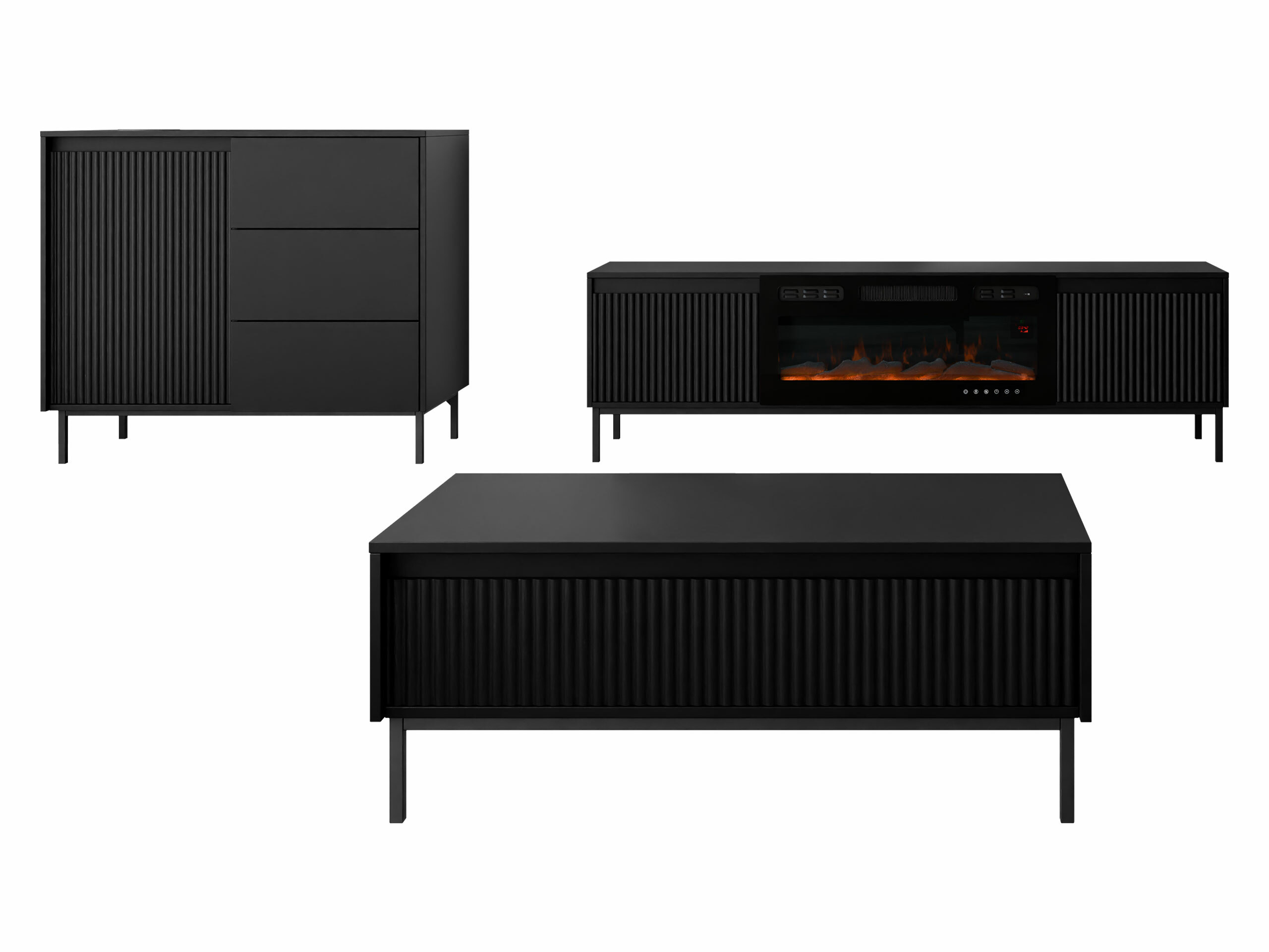 Wohnzimmer-Sets Comfivo Delruva 110 (Schwarz)