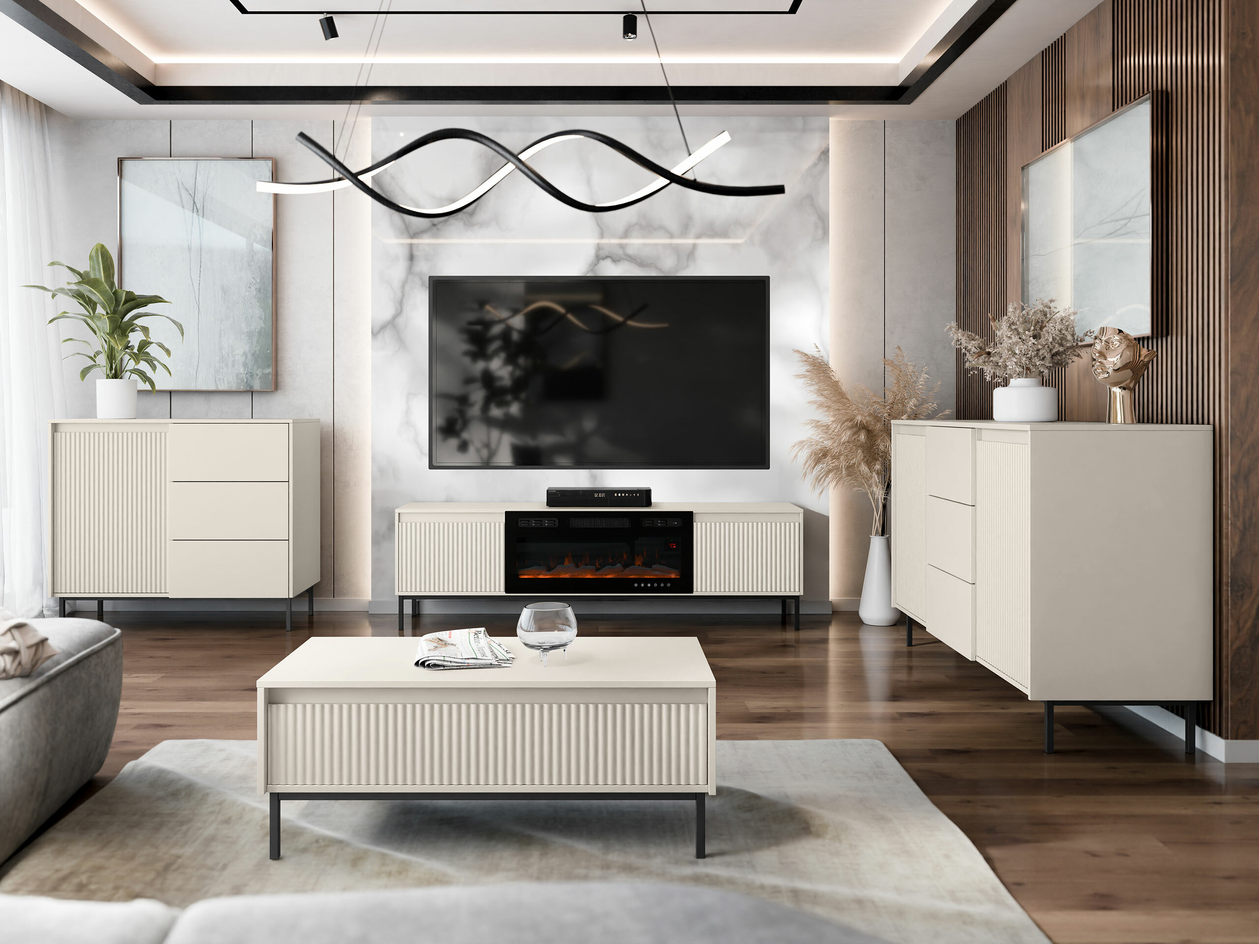 Wohnzimmer-Sets Comfivo Delruva III (Kaschmir)
