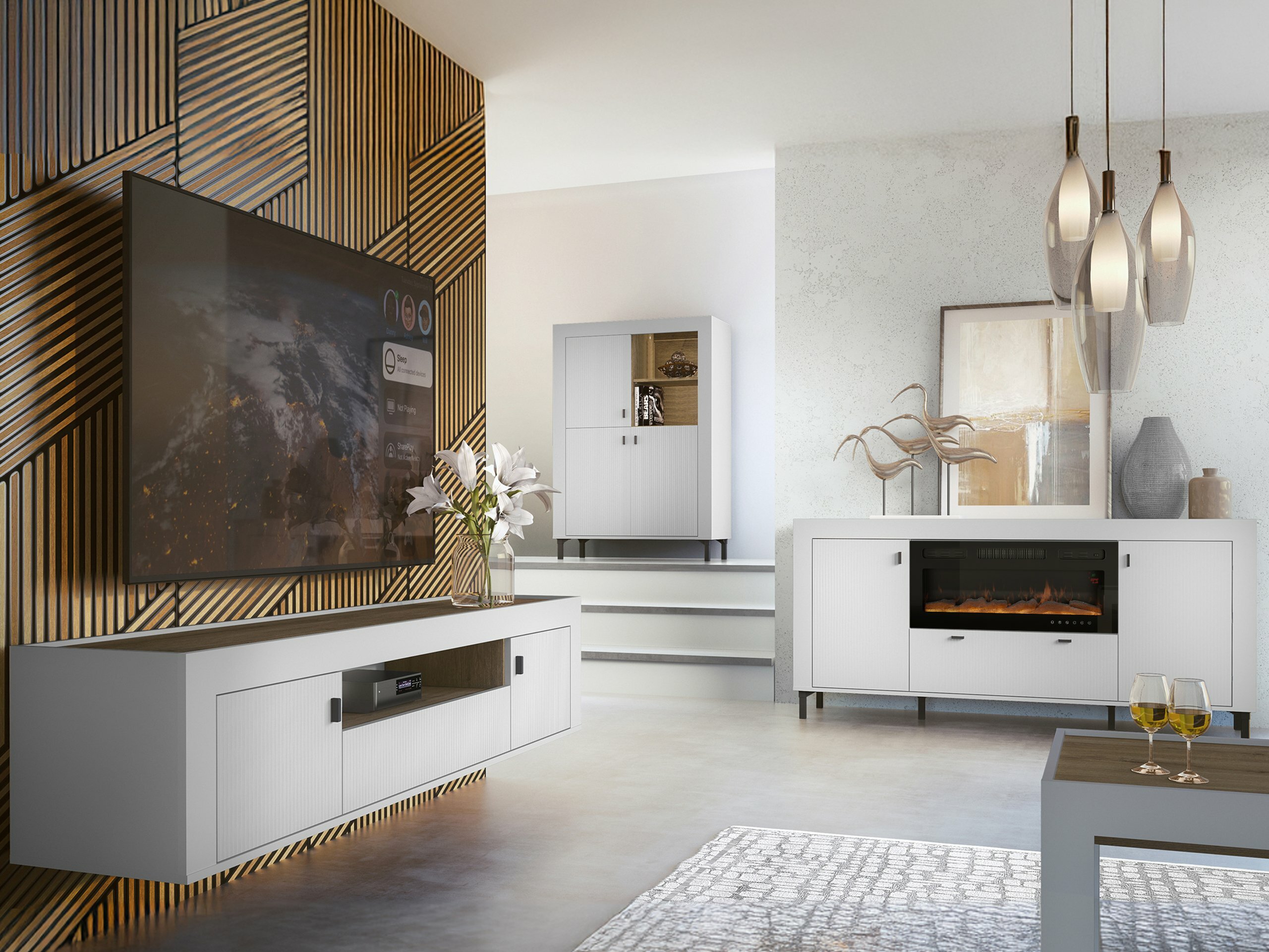 Wohnzimmer-Sets Mormavu 115 (Matt weiss)