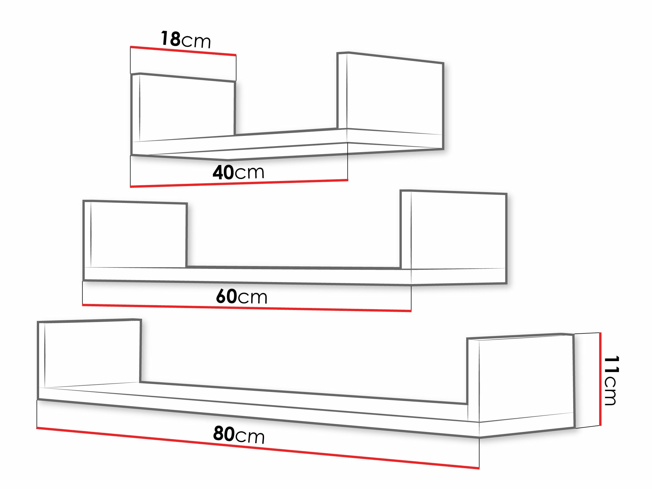 Eine Reihe hängender Regale Lexicon (Weiss)