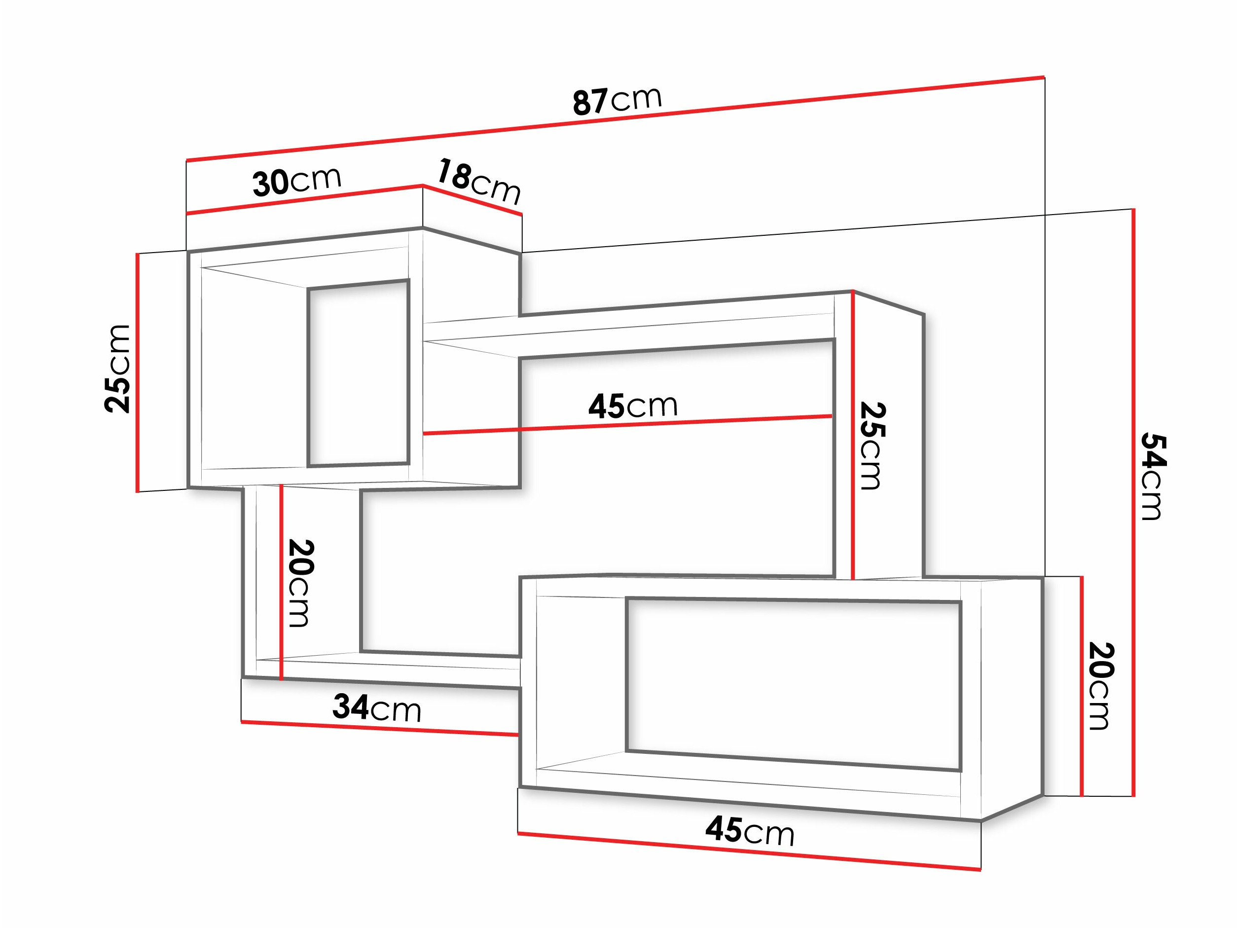 Wandregal Lexicon II (Beton + Weiss)