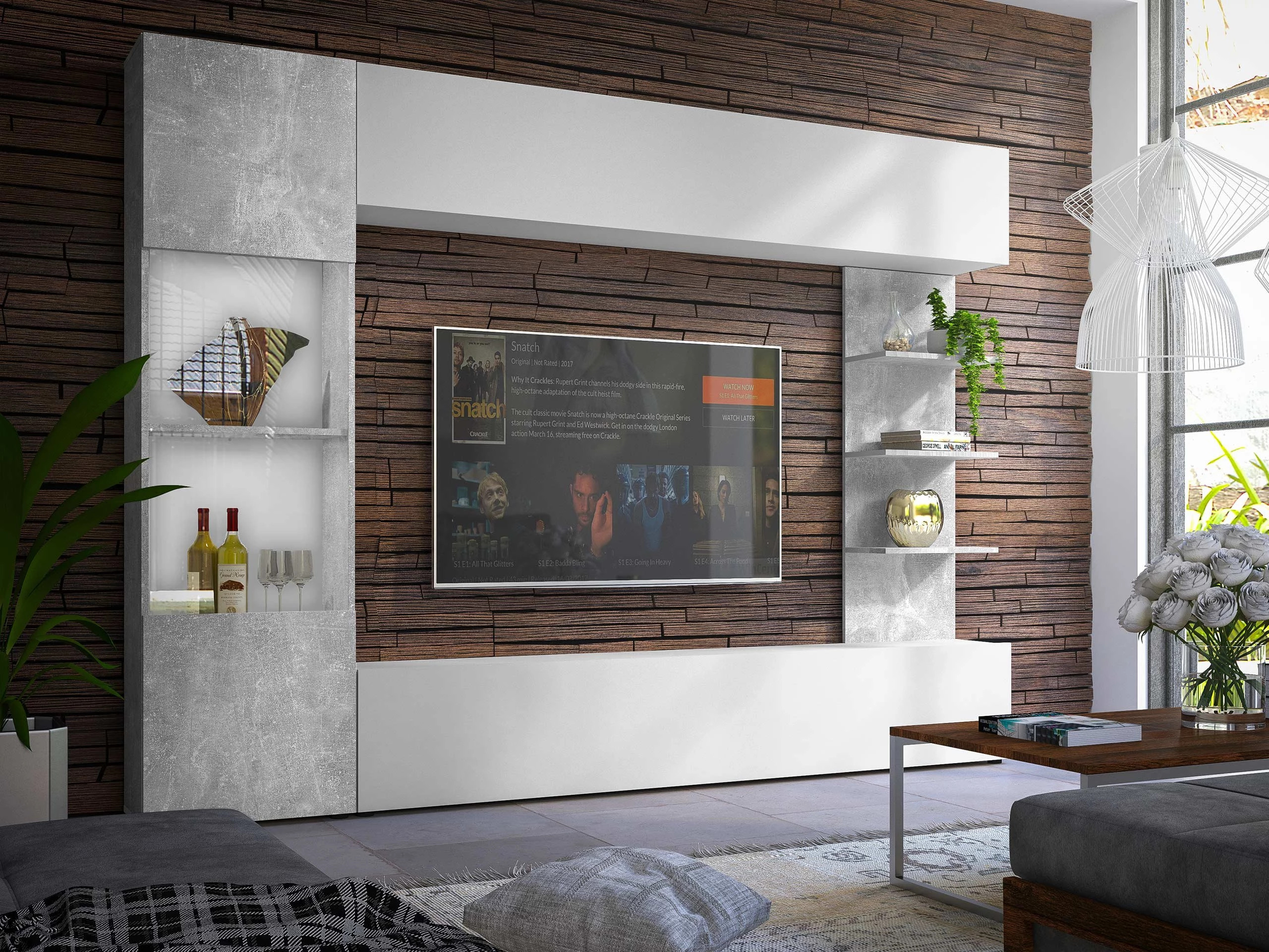 Wohnzimmer-Sets Comfivo 210 (Weiss + Beton)