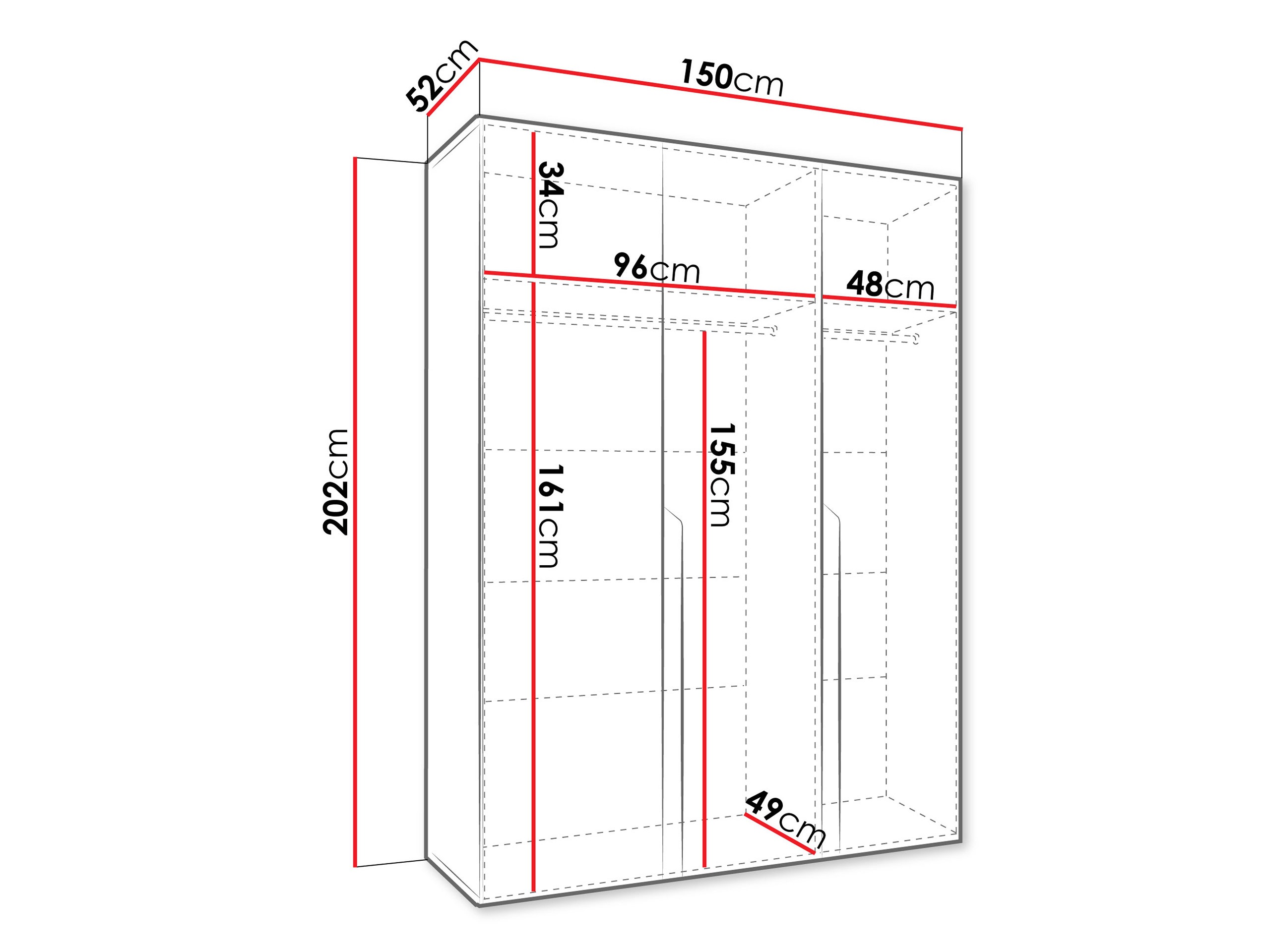 Kleiderschrank Hartford 580 (Schwarz)