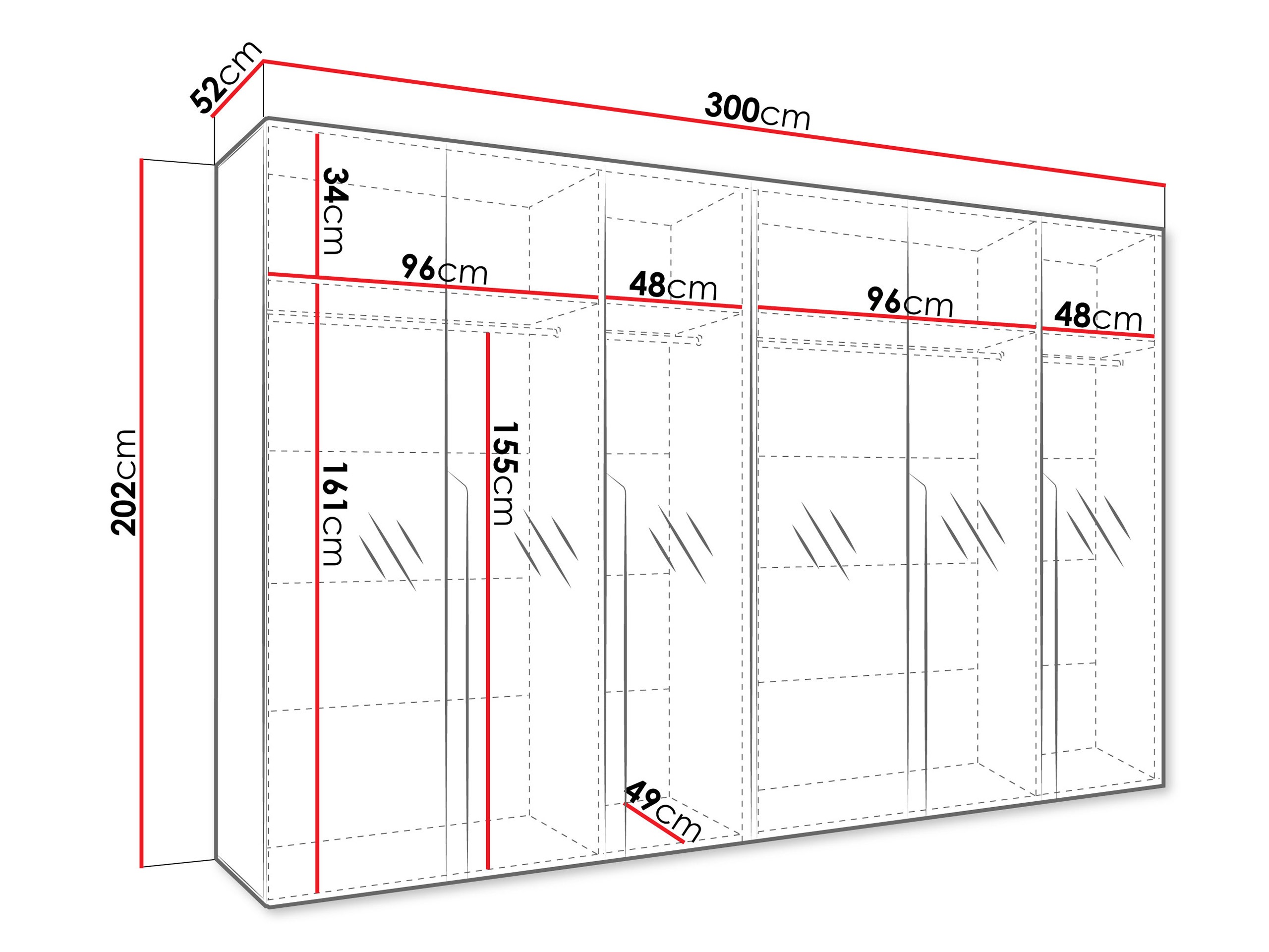 Kleiderschrank Hartford 593 (Schwarz)