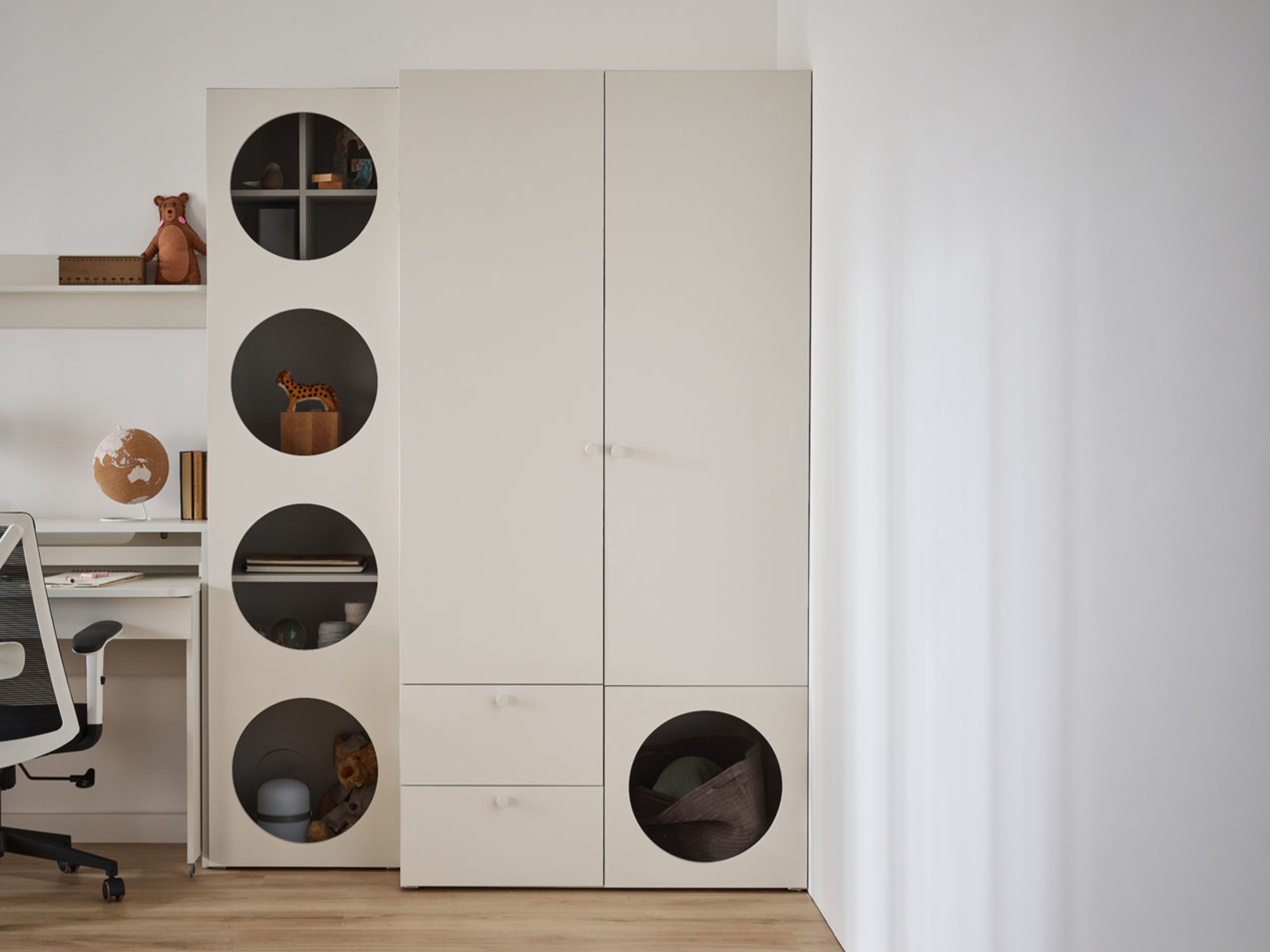 Kleiderschrank Tornolo 110 (Weiss + Grau)