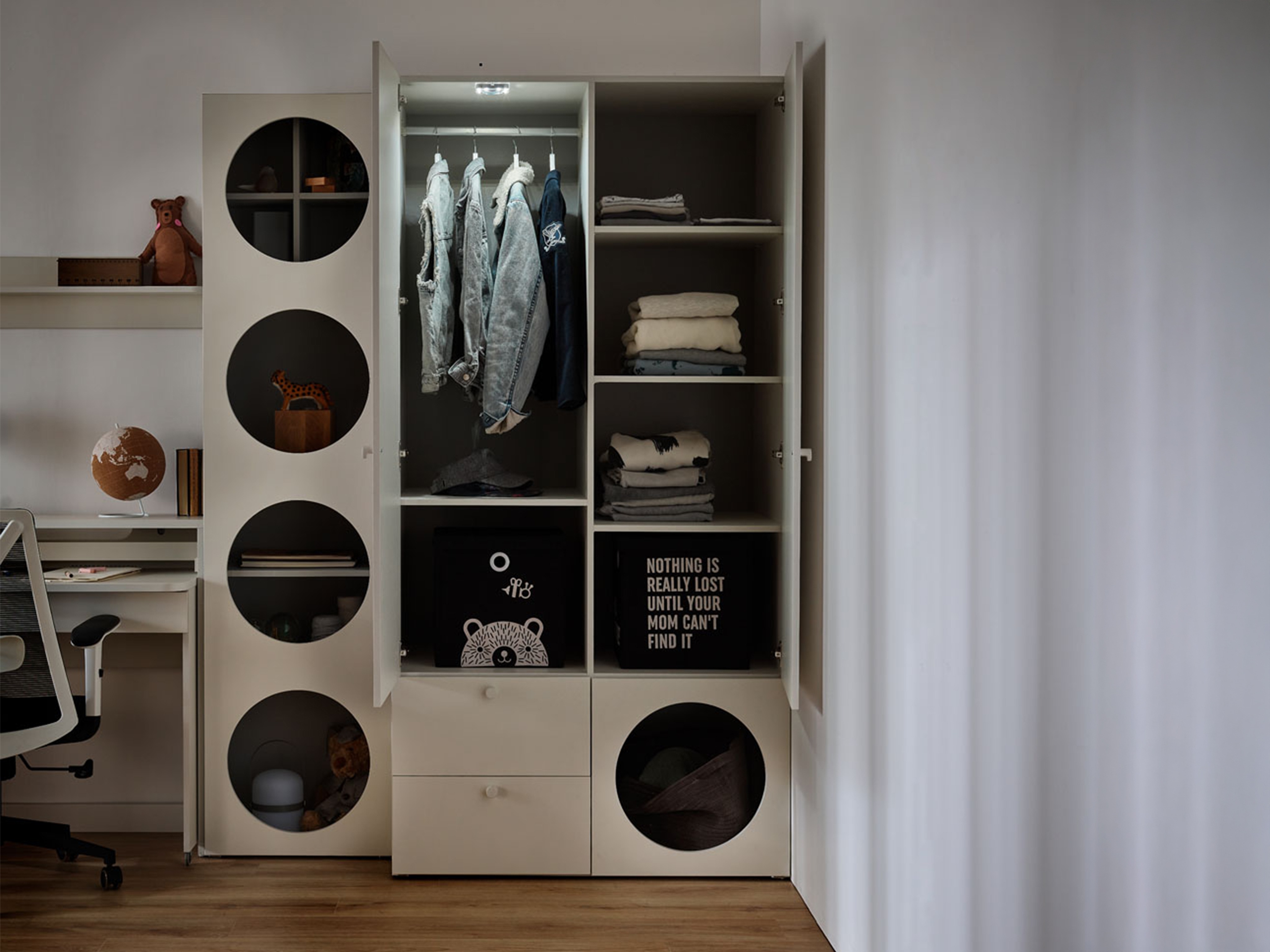 Kleiderschrank Tornolo 110 (Weiss + Grau)