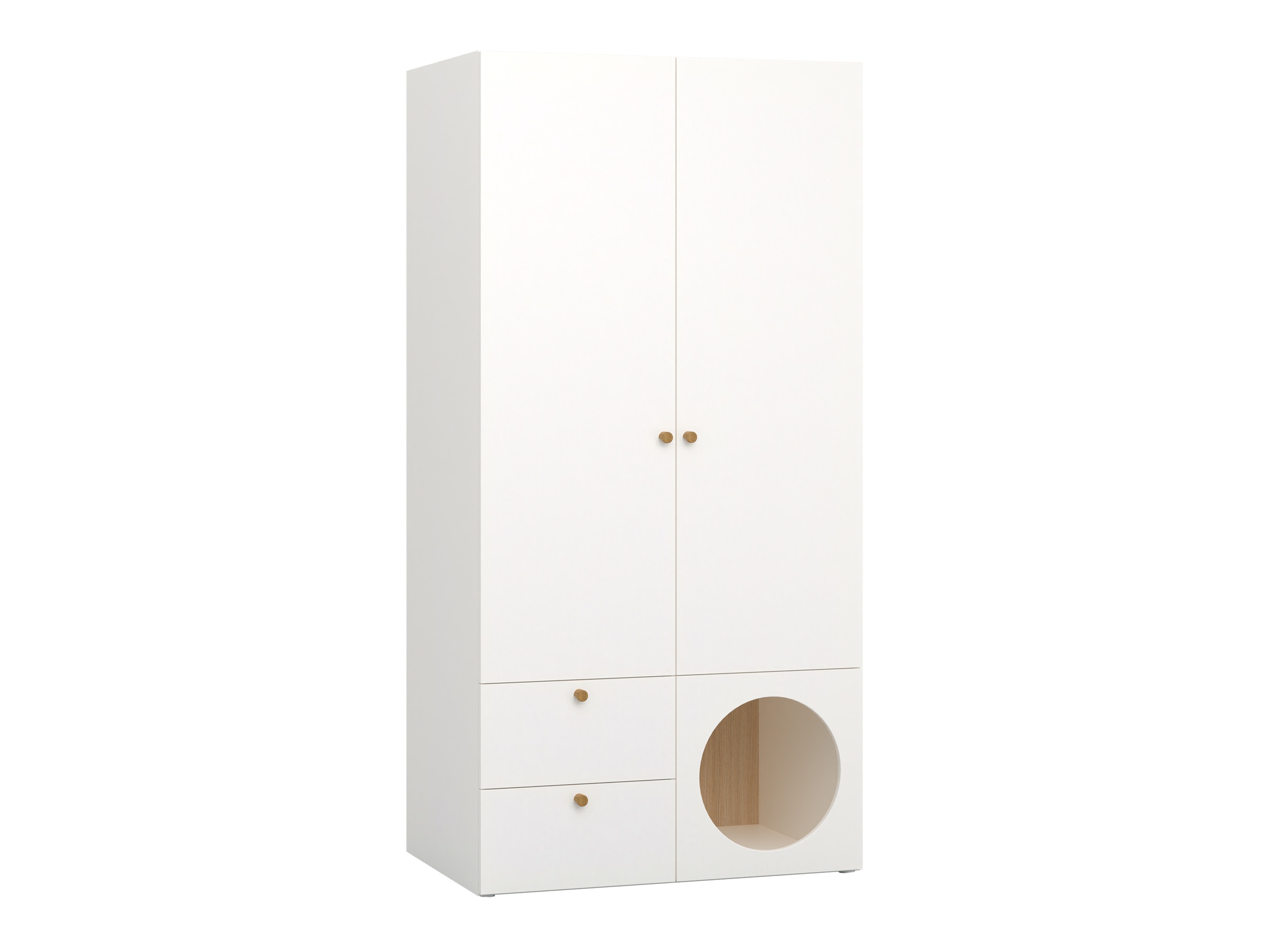 Kleiderschrank Tornolo 110 (Weiss + Hell Eichenholzoptik)
