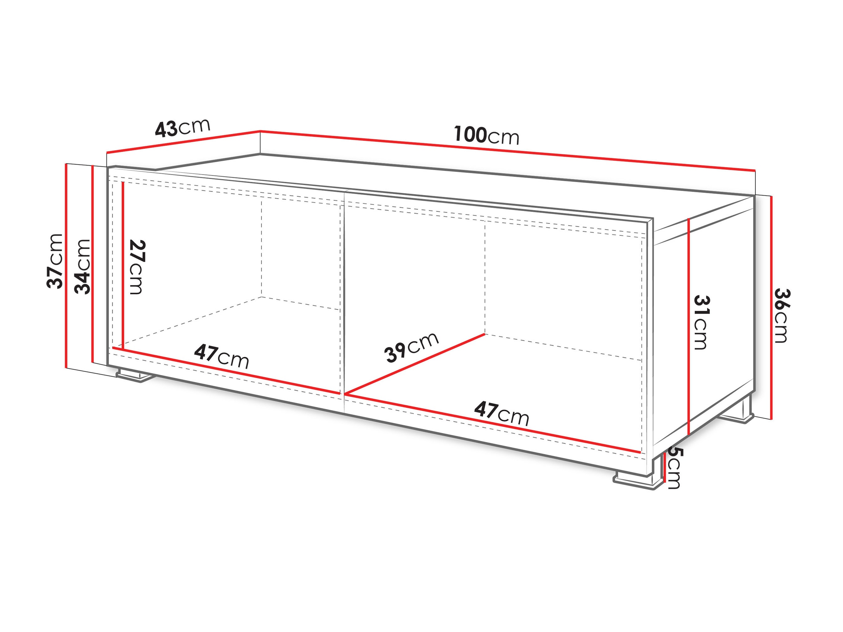 TV-Möbel Remus I (Schwarz + Schwarz glänzend)