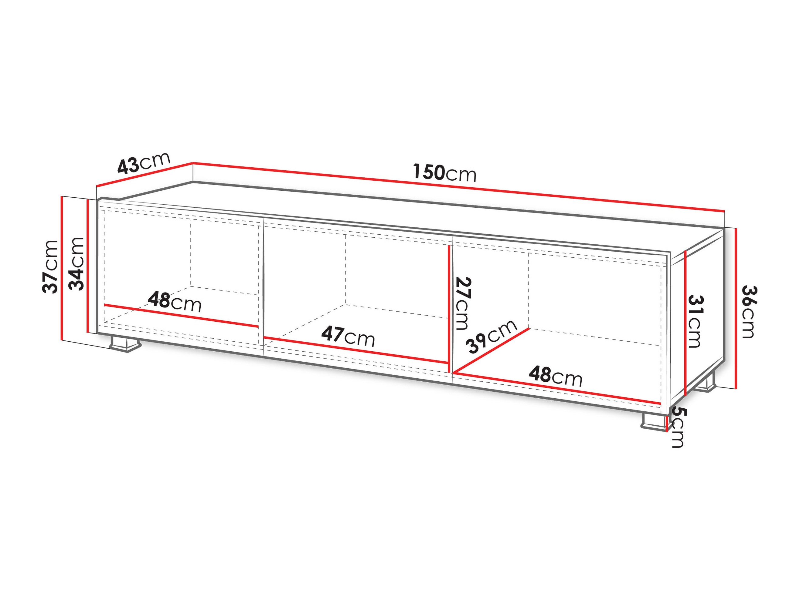 TV-Möbel Remus (Schwarz + Schwarz glänzend)
