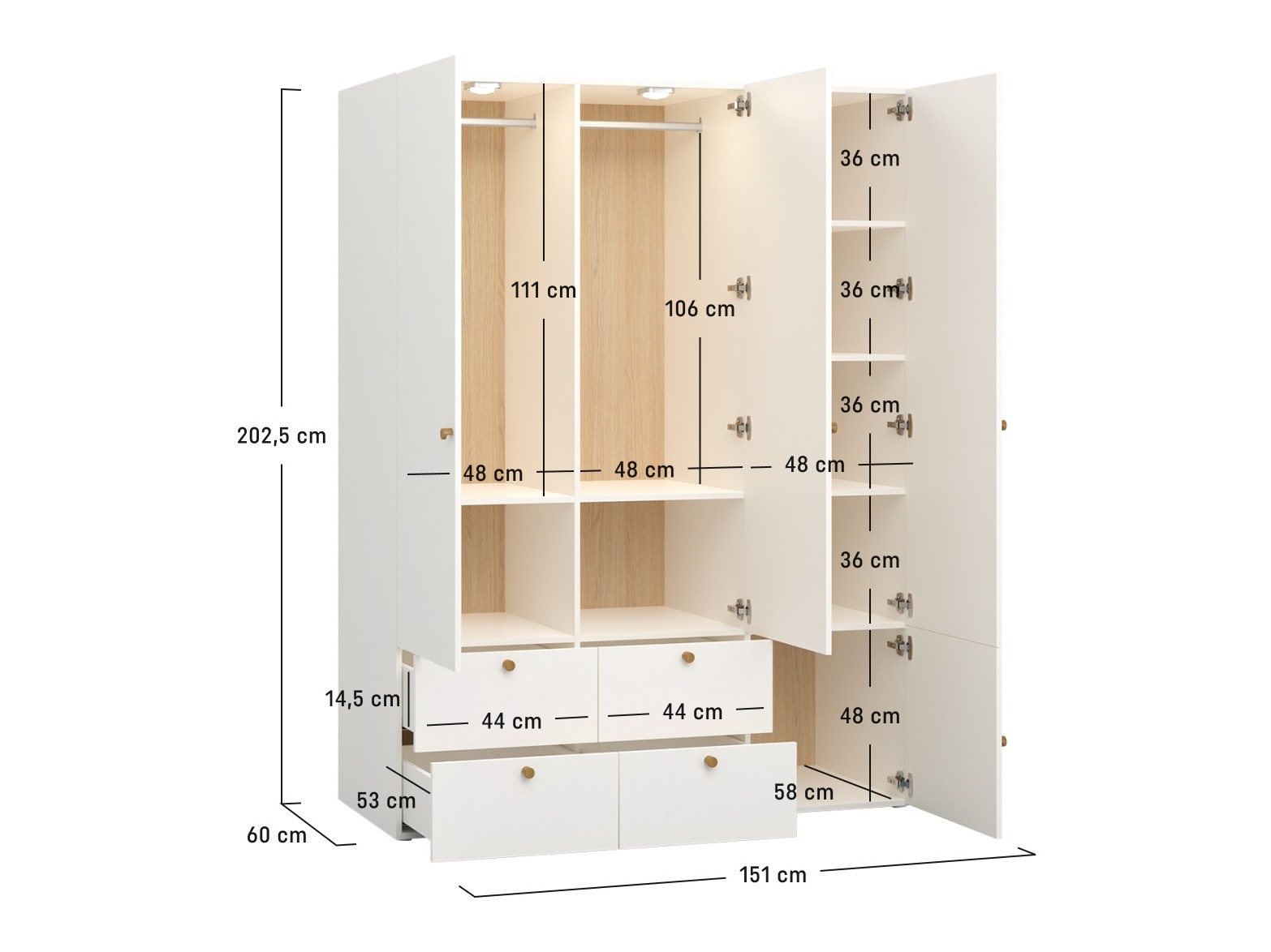 Kleiderschrank Tornolo 111 (Weiss + Grau)