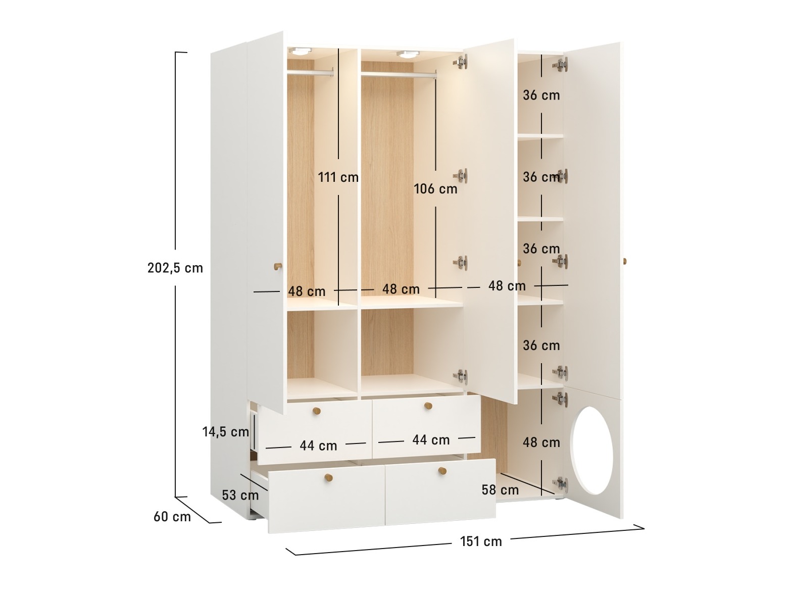 Kleiderschrank Tornolo 112 (Weiss + Grau)