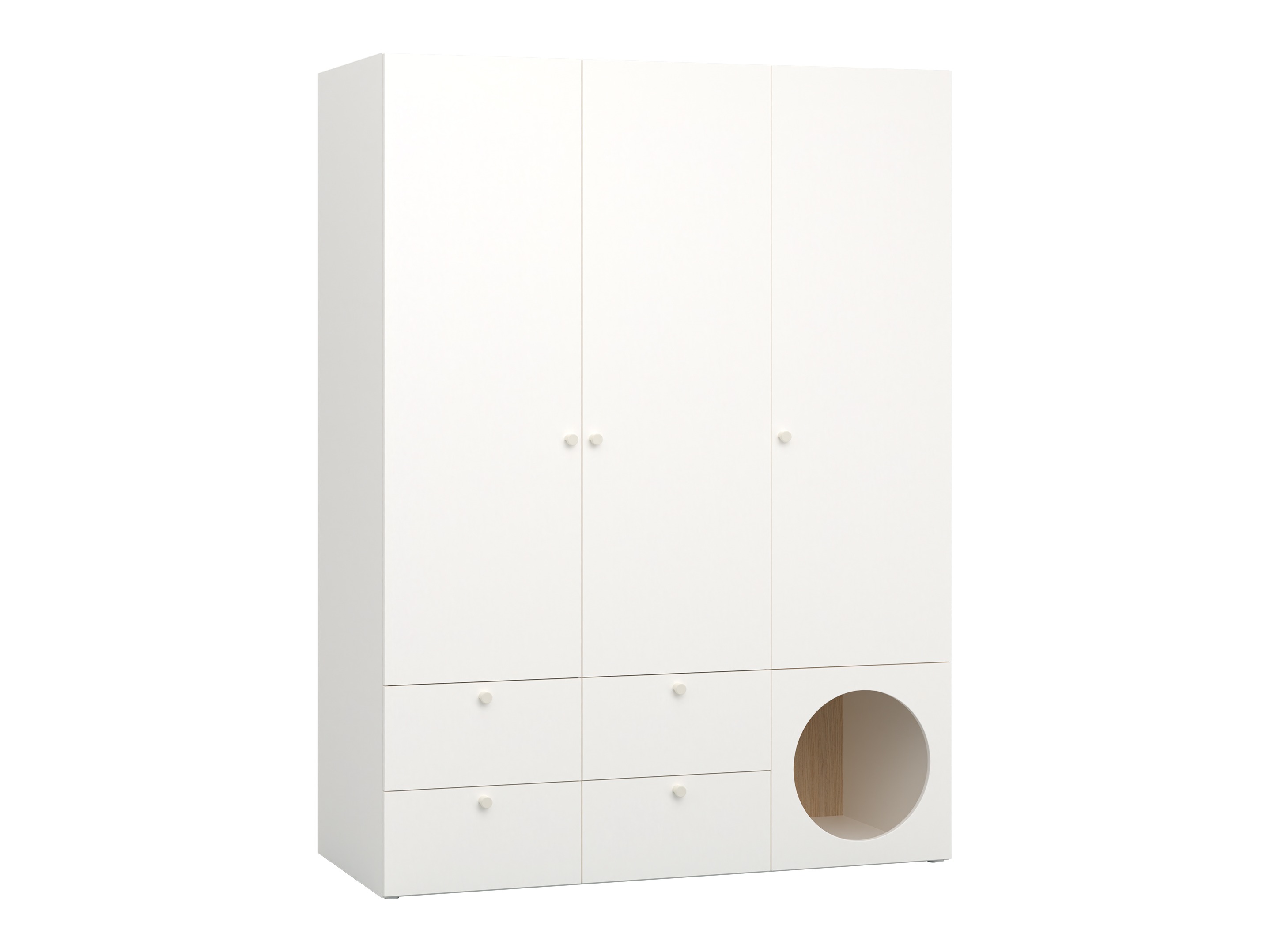 Kleiderschrank Tornolo 112 (Weiss + Hell Eichenholzoptik)