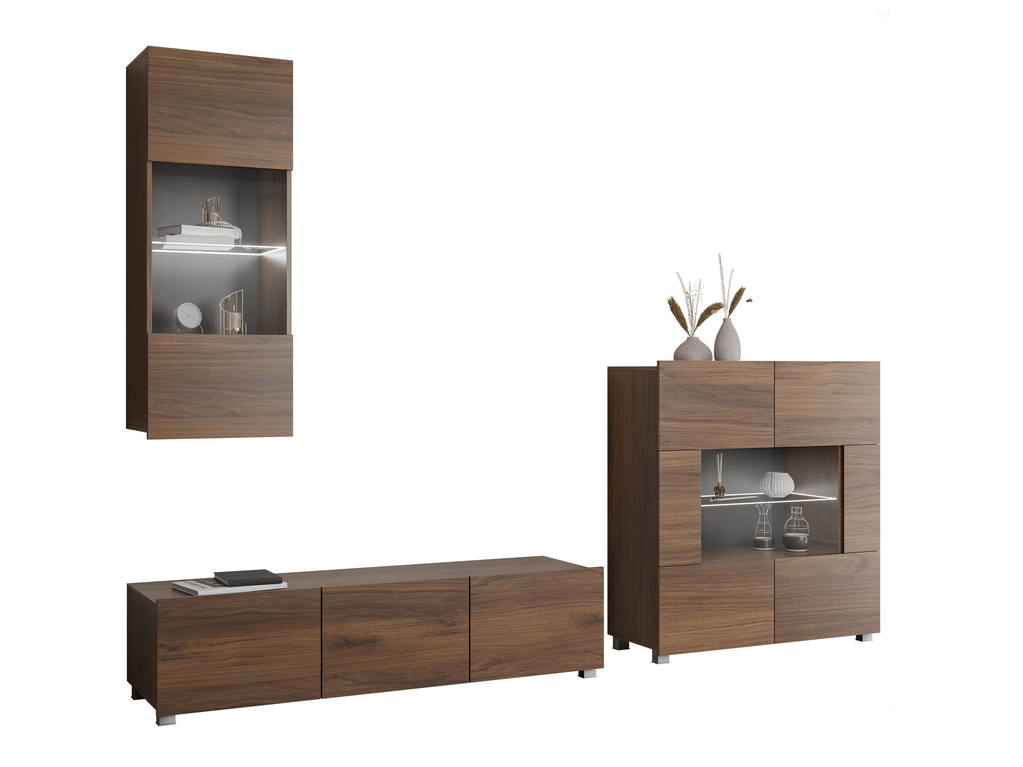 Wohnzimmer-Set Remus VII (Walnussholzoptik)