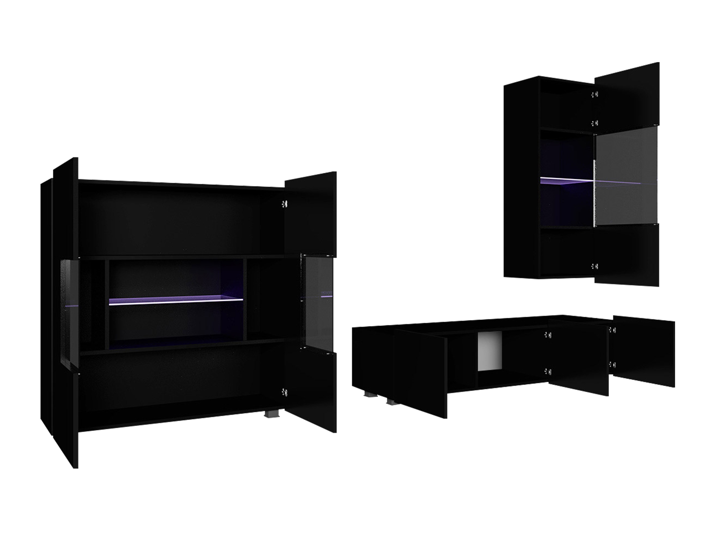 Wohnzimmer-Sets Remus VII (Weiss + Weiss glänzend)