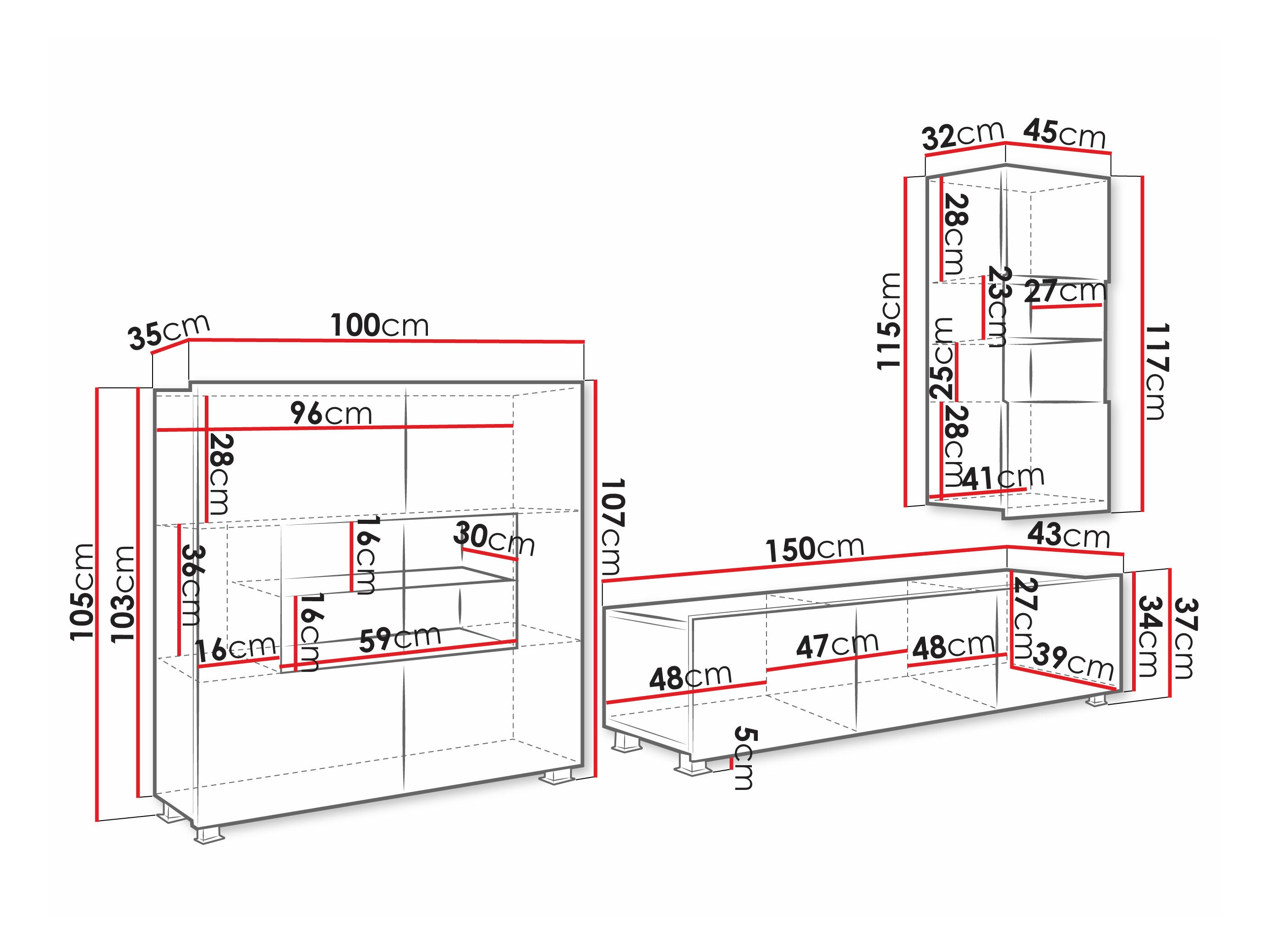 Wohnzimmer-Sets Remus VII (Weiss + Weiss glänzend)
