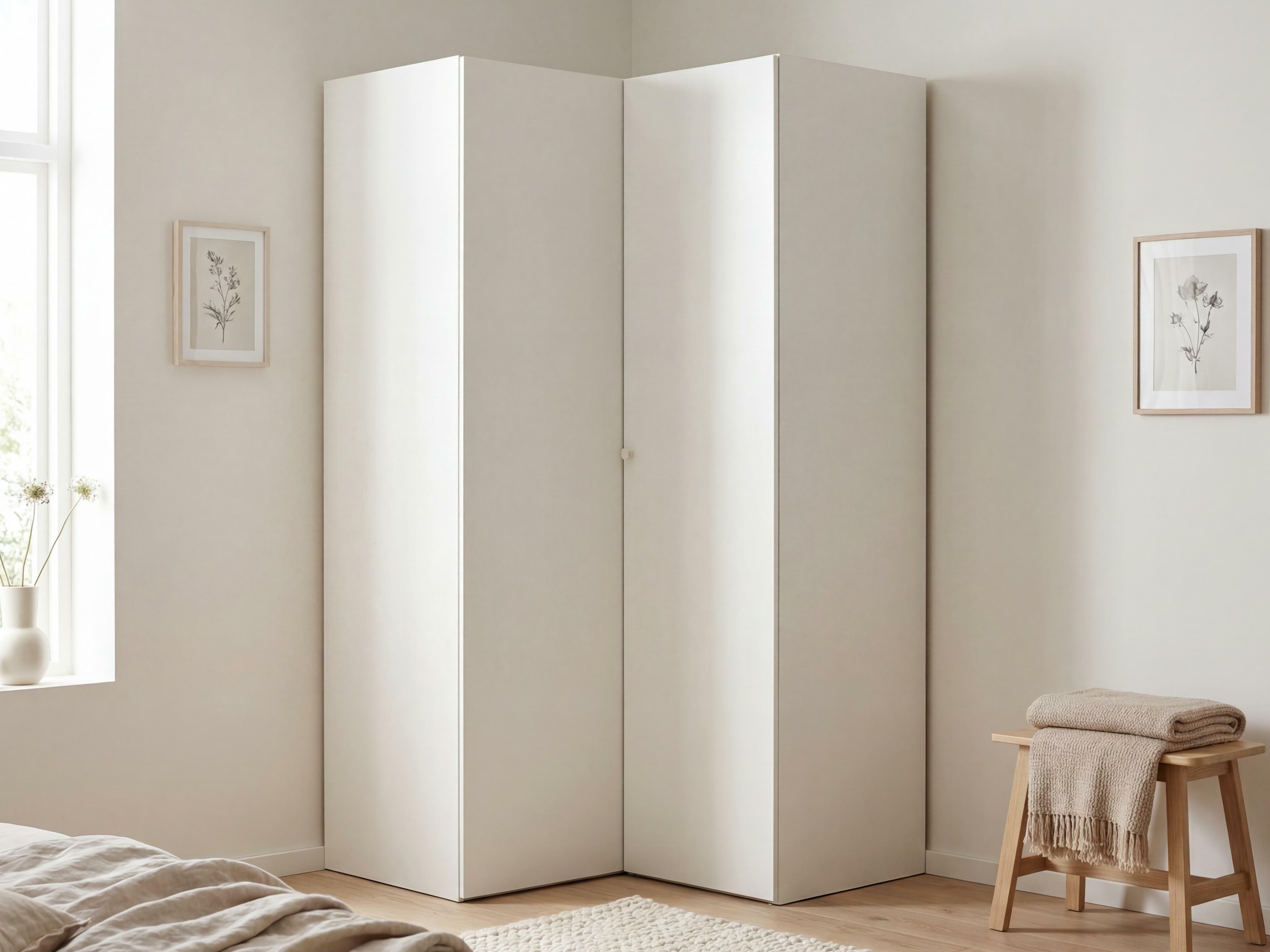 Eckkleiderschrank Tornolo 113 (Weiss + Grau)