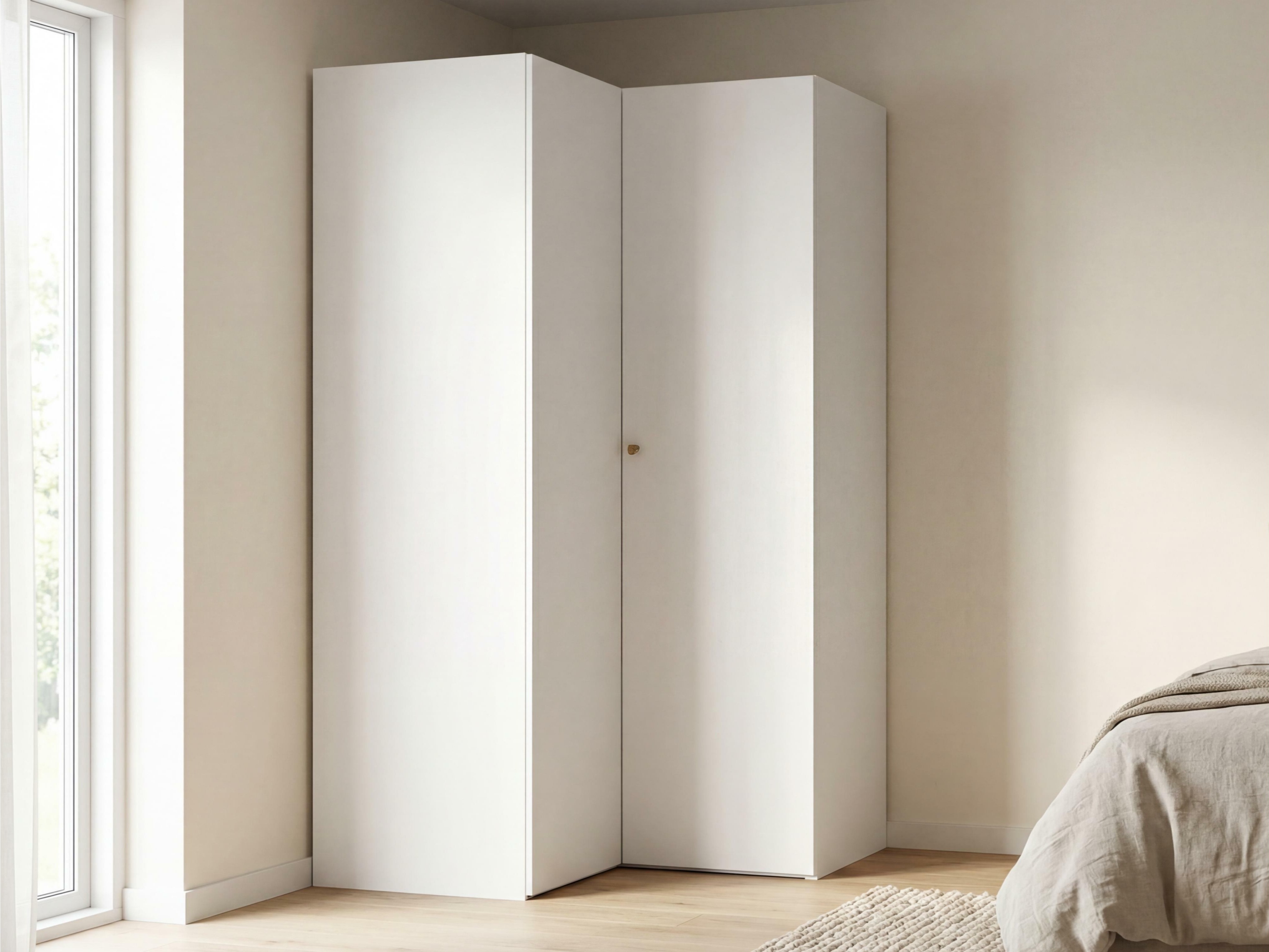 Eckkleiderschrank Tornolo 113 (Weiss + Grau)