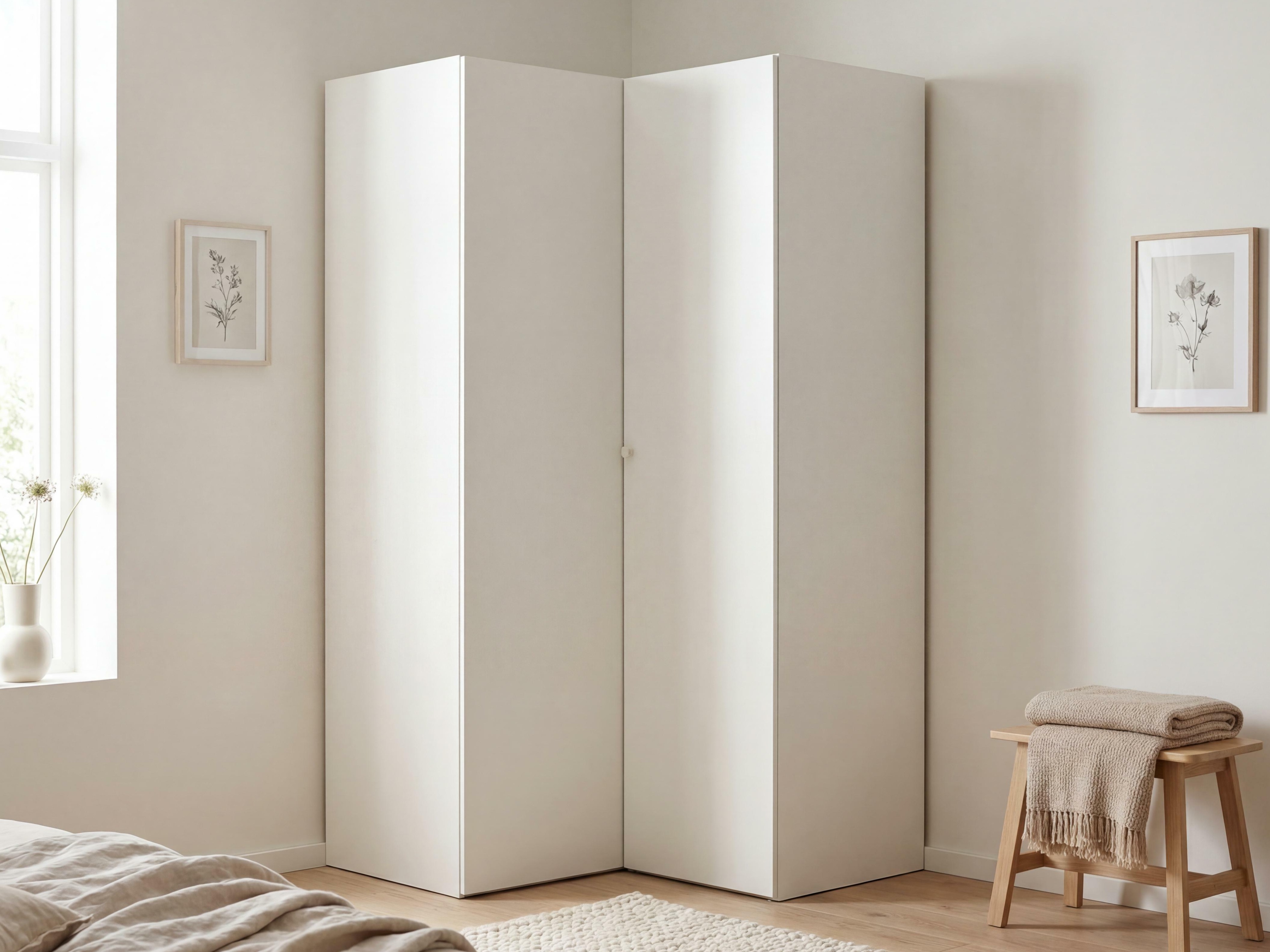 Eckkleiderschrank Tornolo 113 (Weiss + Indigo)