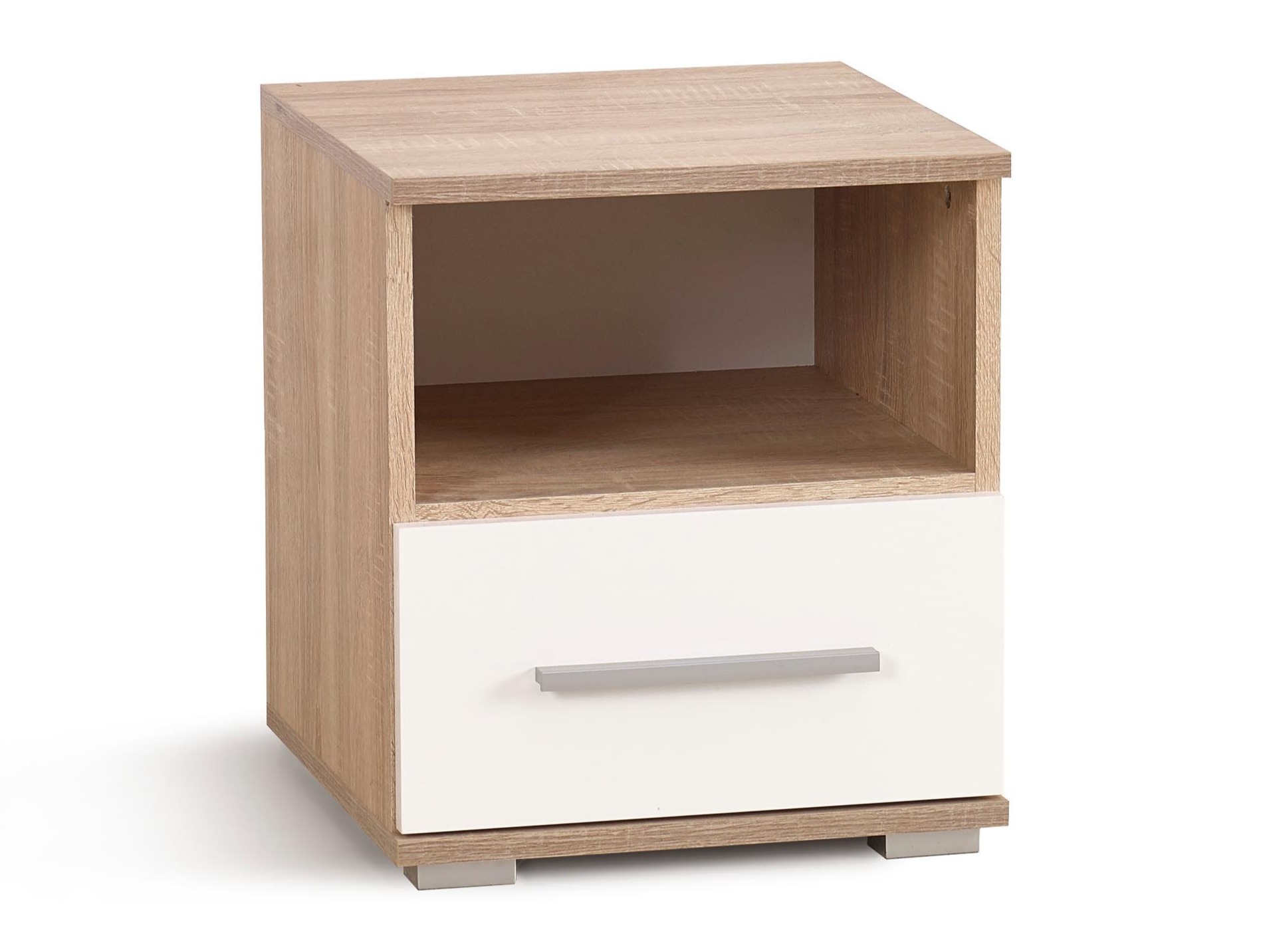 Nachttisch Cirveso 111 (Sonoma eichenholz + Weiss glänzend)