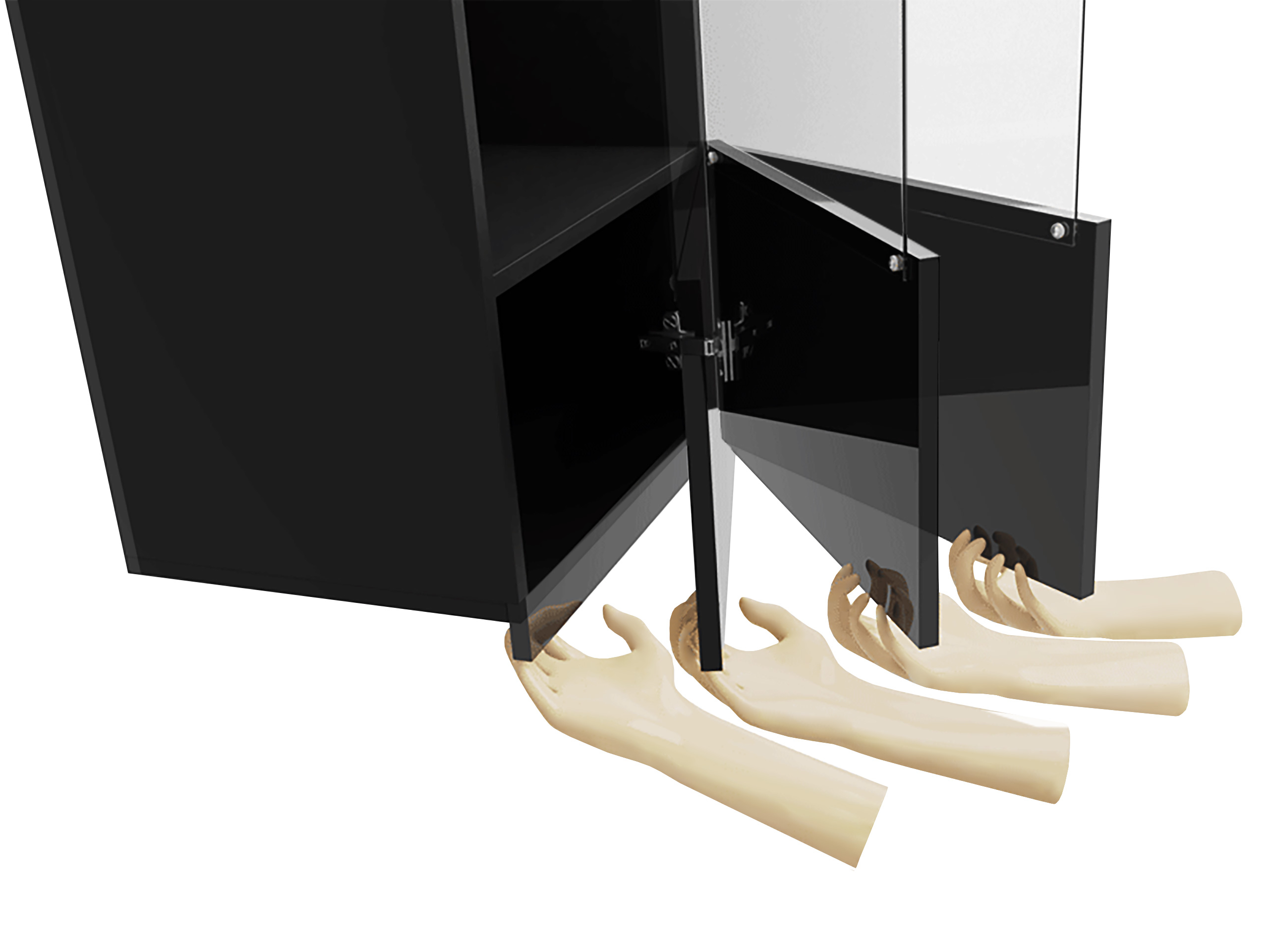 Wohnzimmer-Sets Remus IV (Schwarz + Schwarz glänzend)