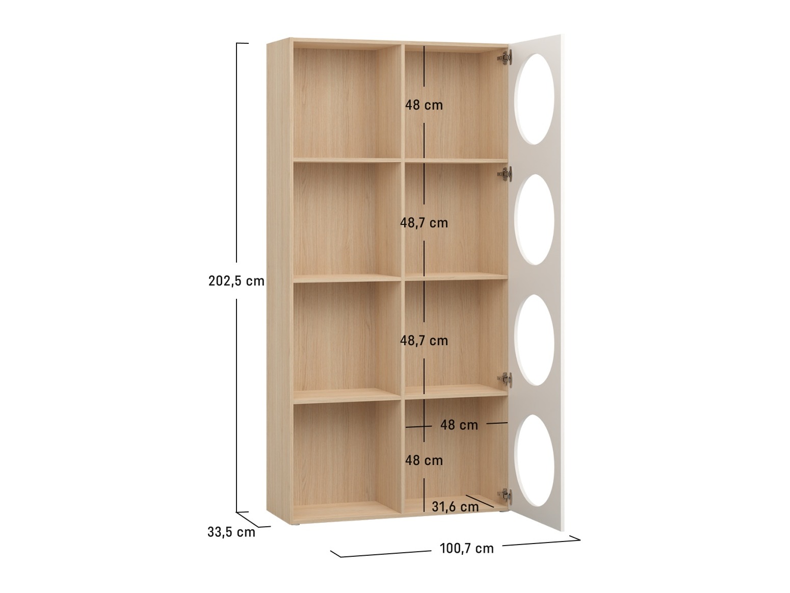 Regal Tornolo 117 (Eichenholzoptik hell + Weiss)