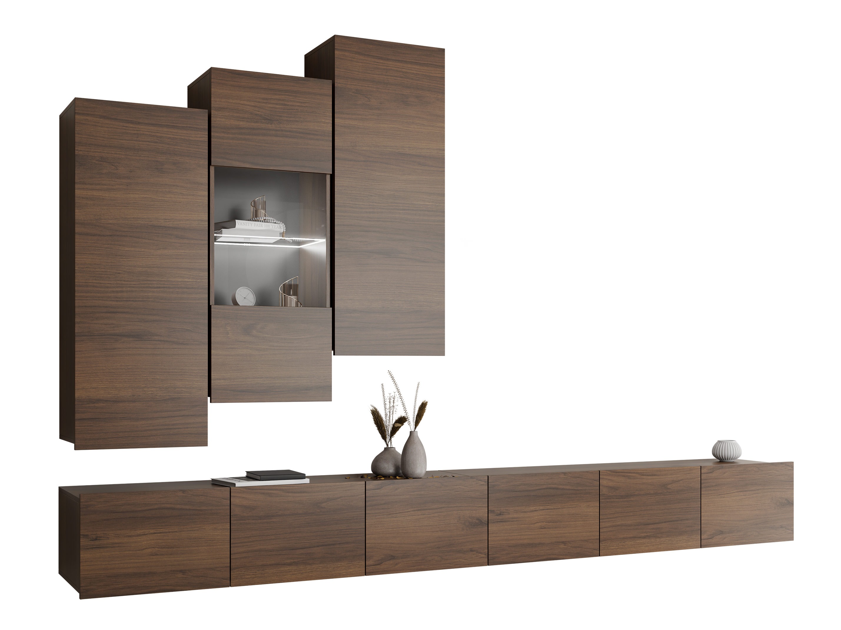 Wohnzimmer-Set Remus XVII (Walnussholzoptik)