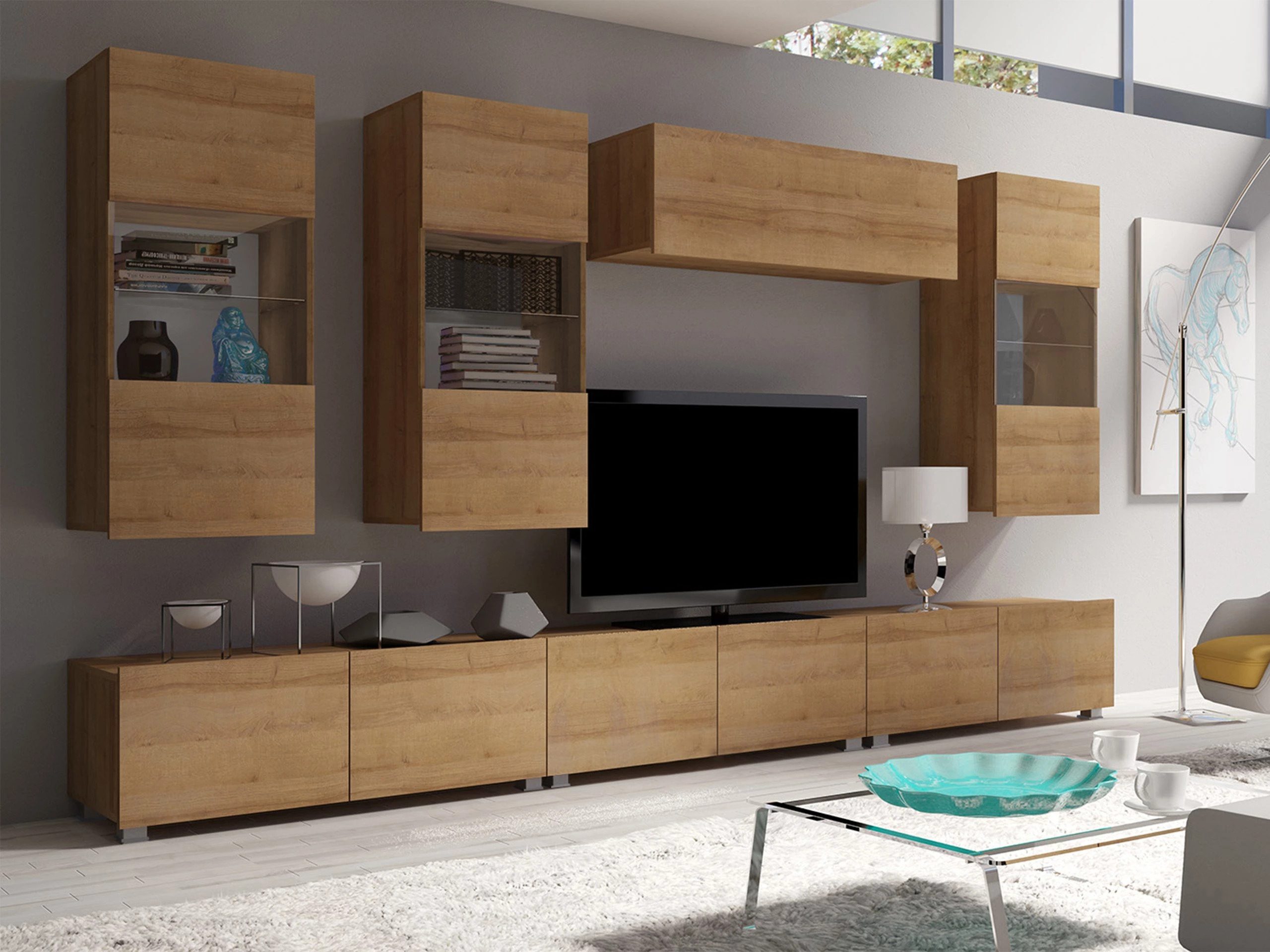 Wohnzimmer-Sets Remus XI (Goldene Eichenholzoptik)