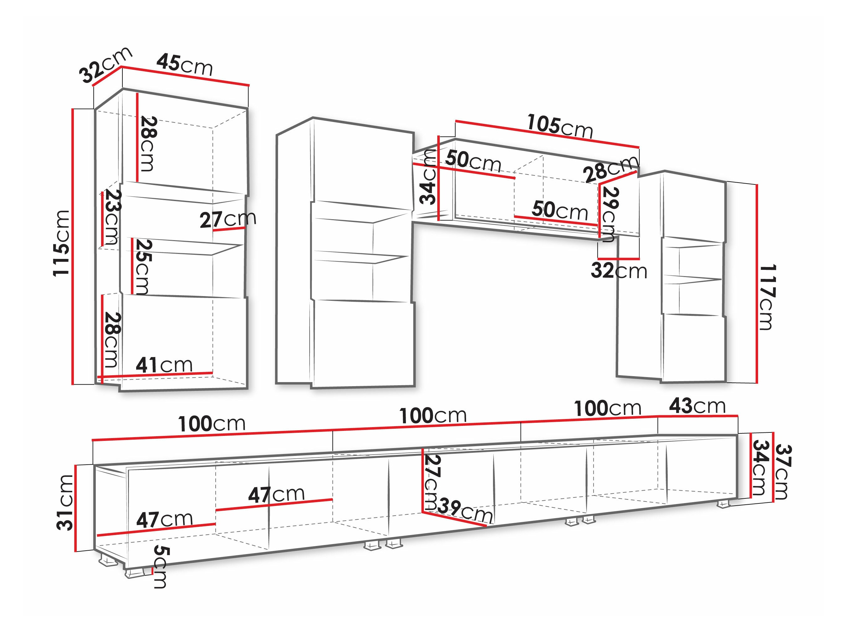 Wohnzimmer-Sets Tivdalu 121 (Weiss + Weiss glänzend)