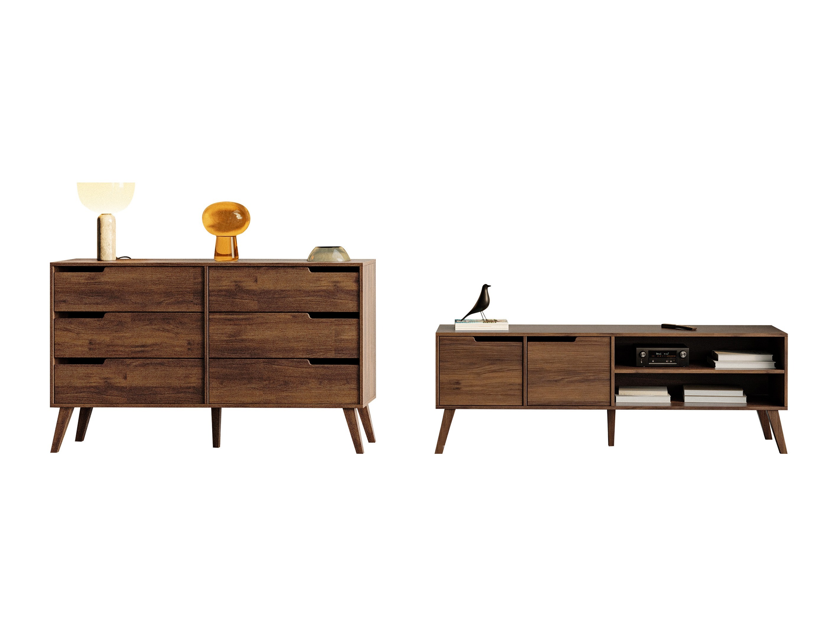 Wohnzimmer-Set Otis II (Walnussholzoptik)