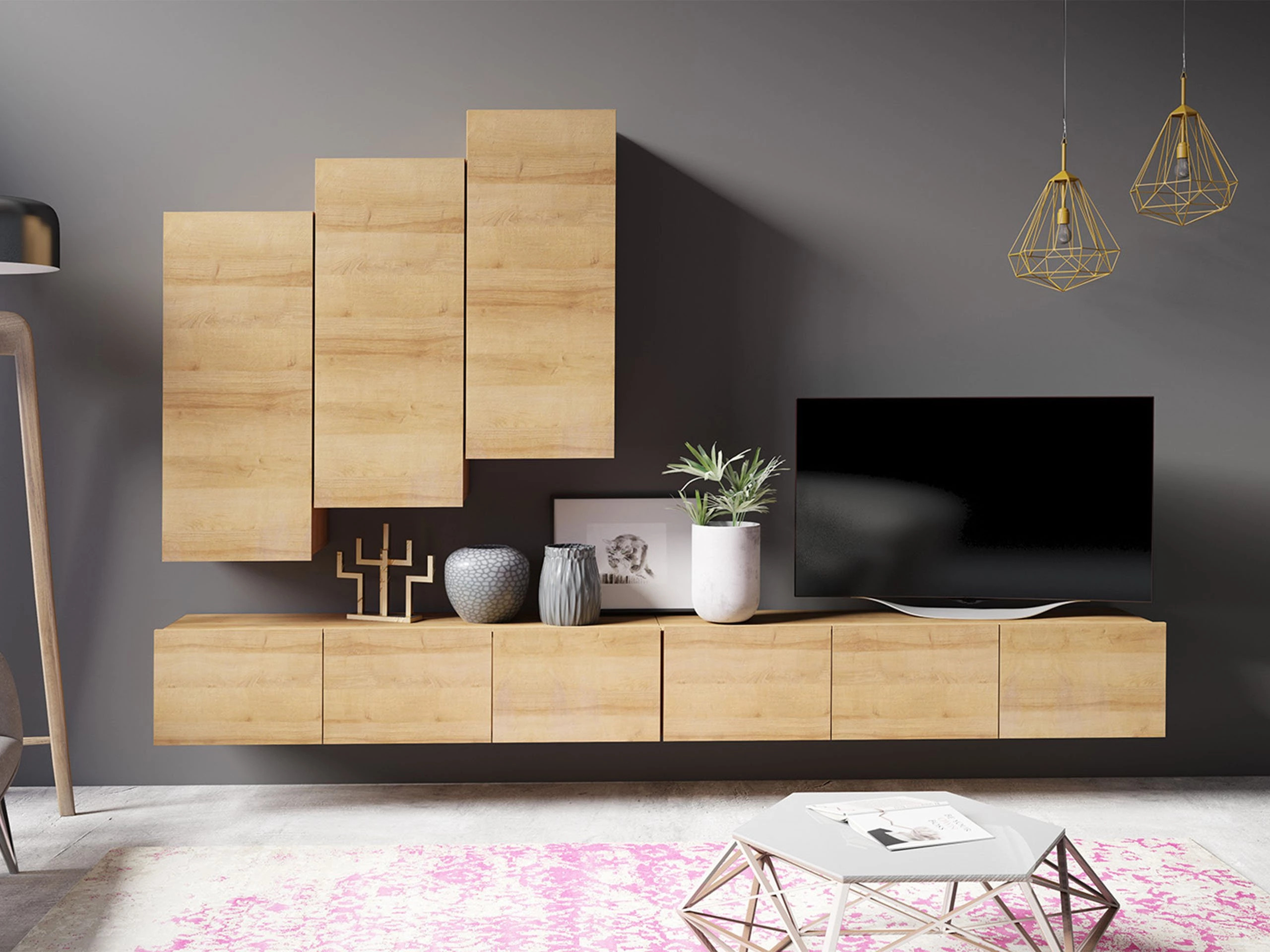 Wohnzimmer-Sets Remus XX (Goldene Eichenholzoptik)