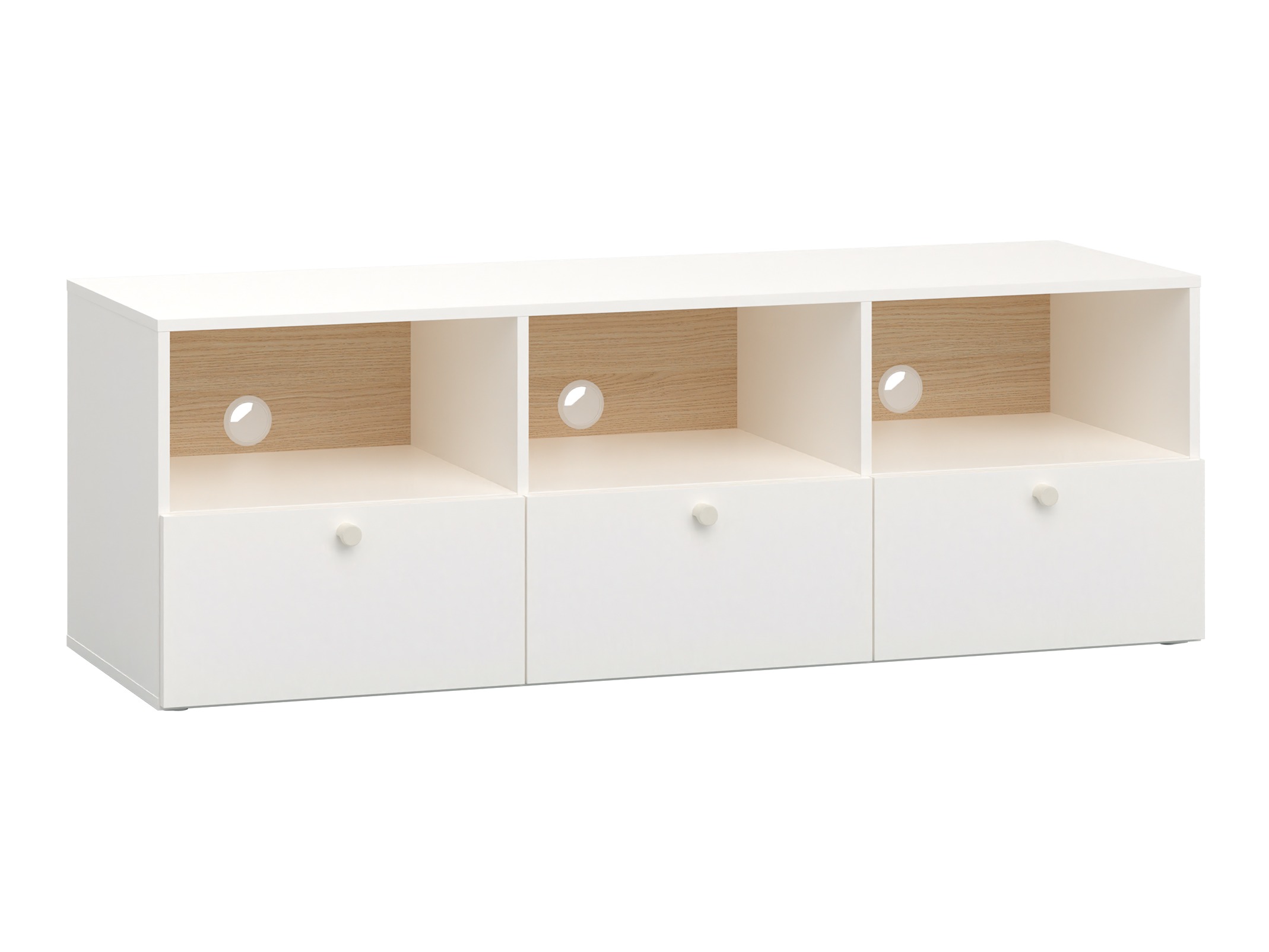 TV-Möbel Tornolo 125 (Weiss + Eichenholzoptik hell)