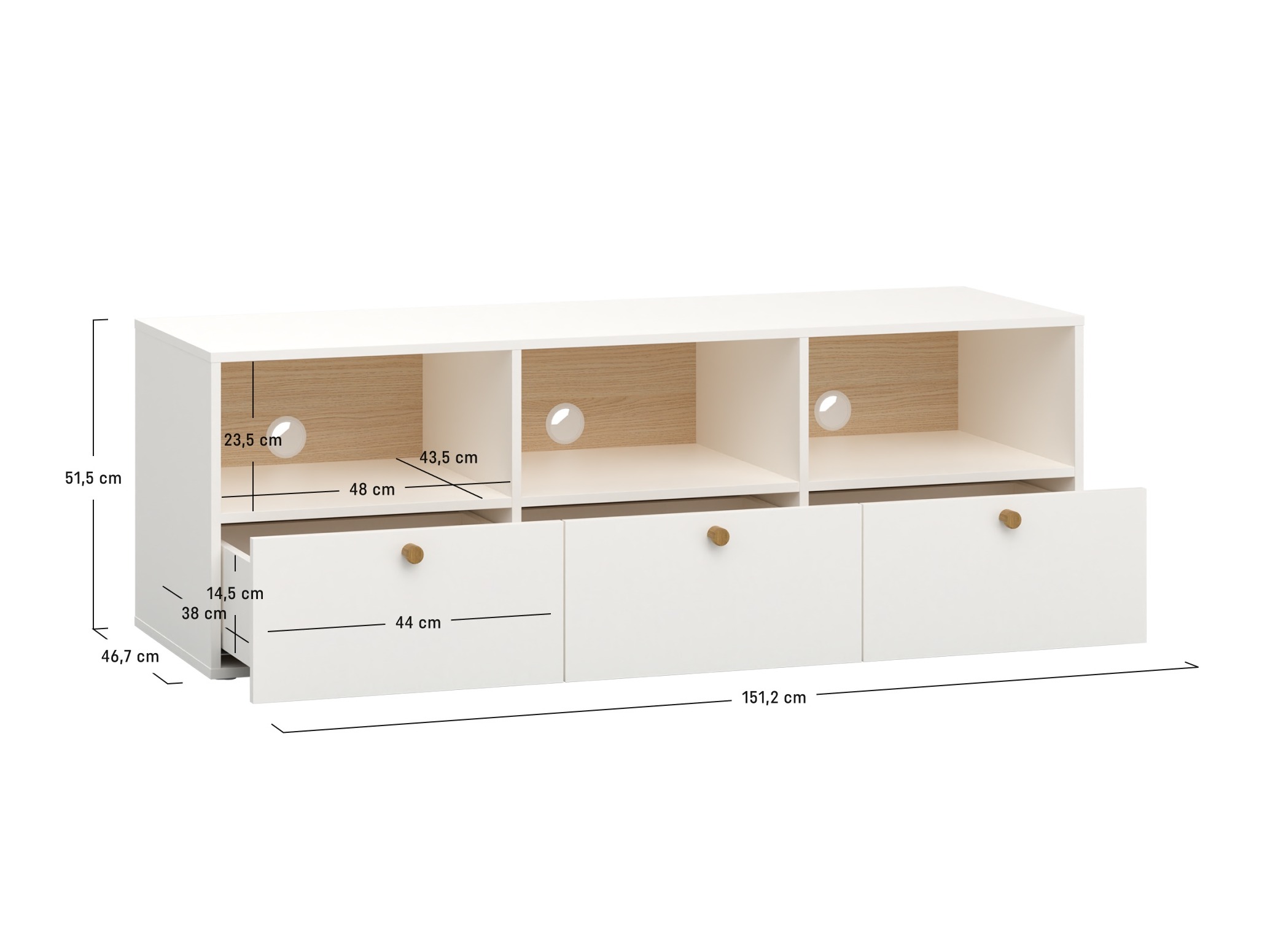 TV-Möbel Tornolo 125 (Weiss + Indigo)