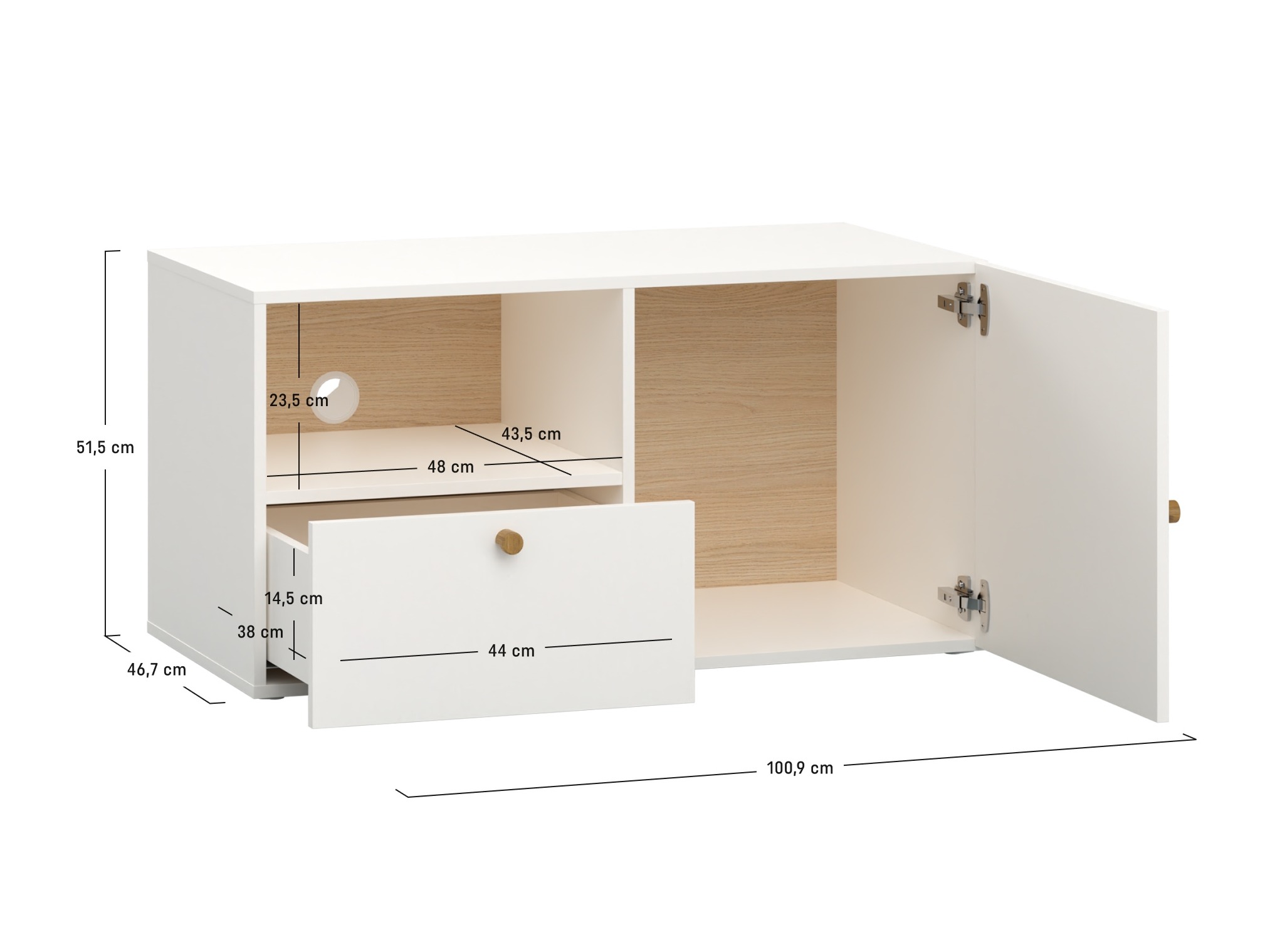 TV-Möbel Tornolo 126 (Weiss + Indigo)