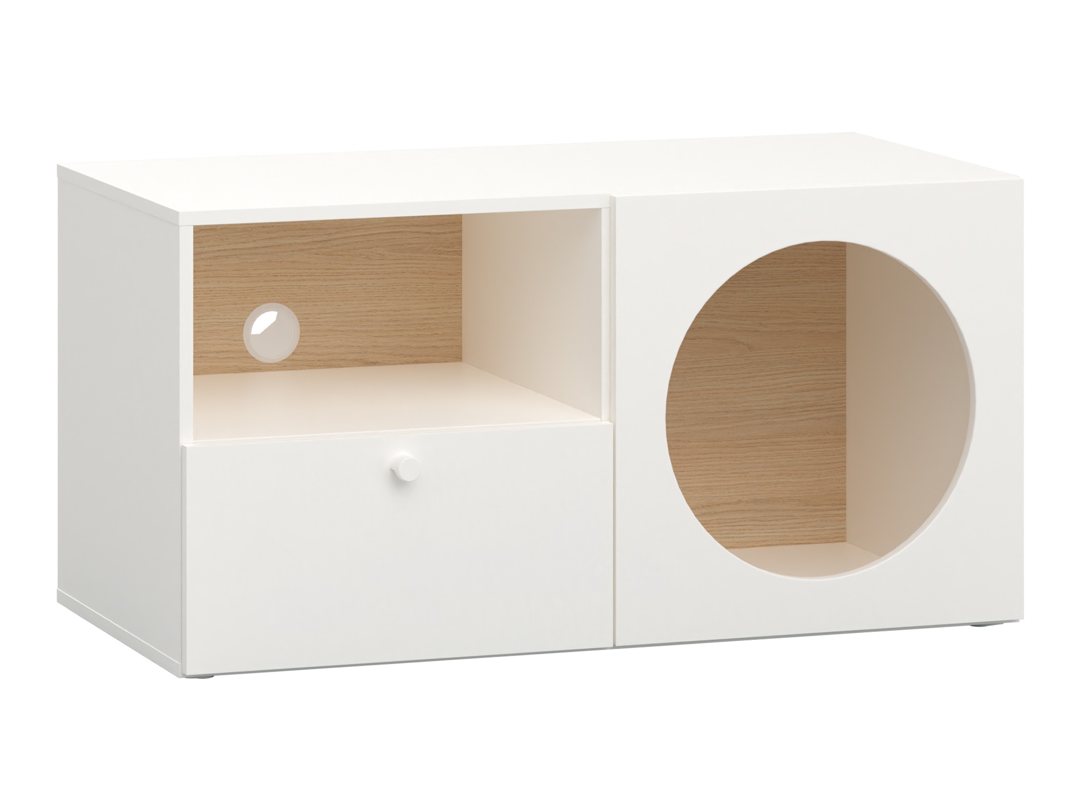 TV-Möbel Tornolo 127 (Weiss + Eichenholzoptik hell)