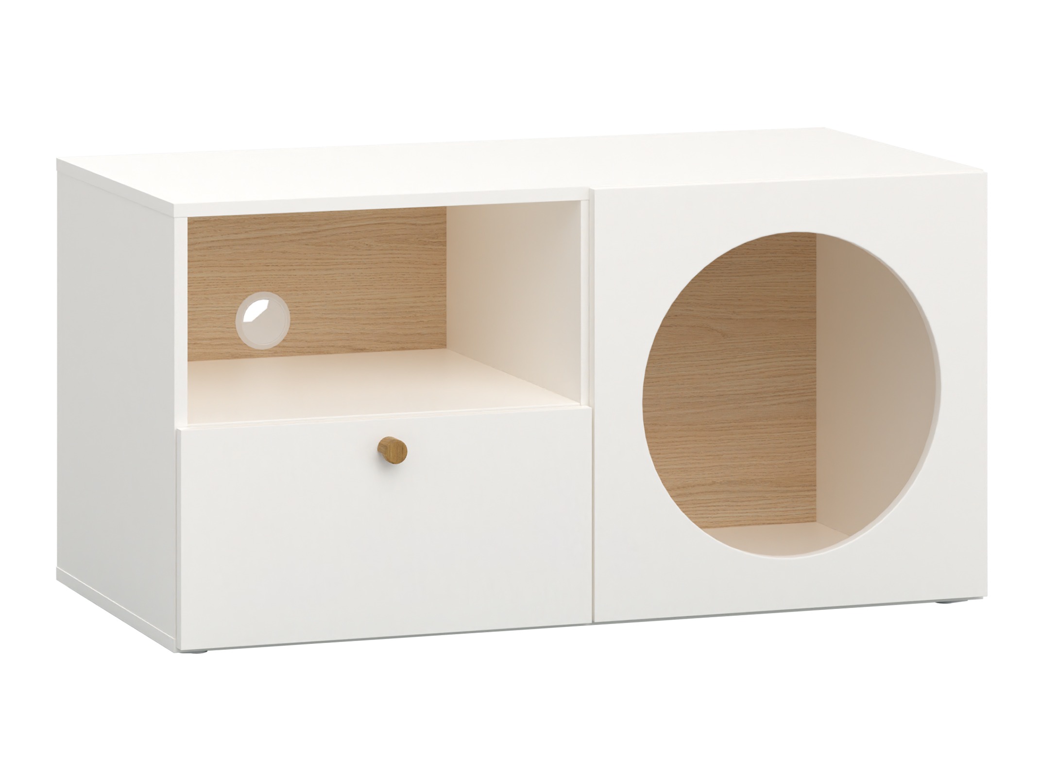 TV-Möbel Tornolo 127 (Weiss + Eichenholzoptik hell)